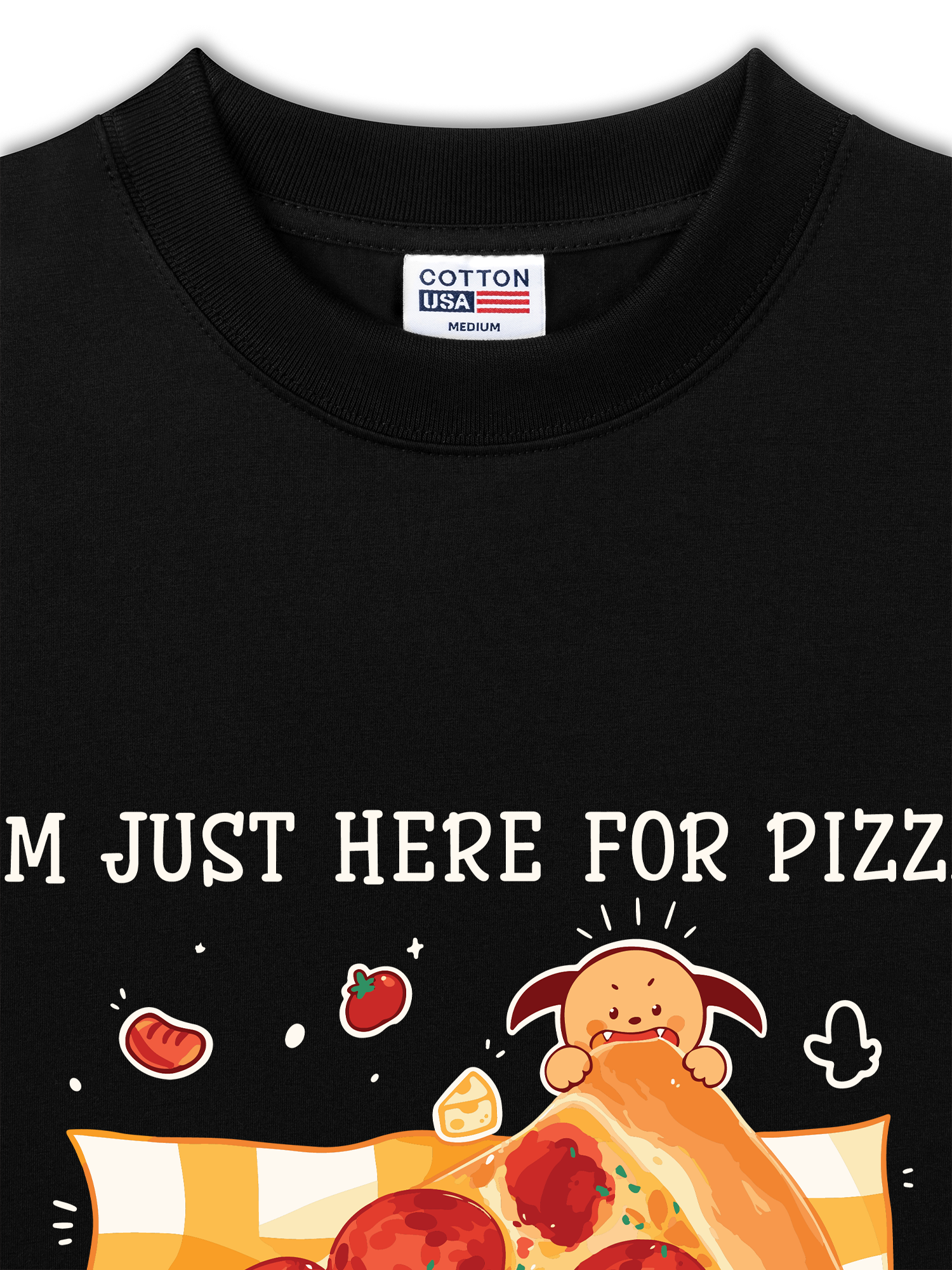 Áo Thun Relaxed Fit Yummy Mood I Just Here For Pizza