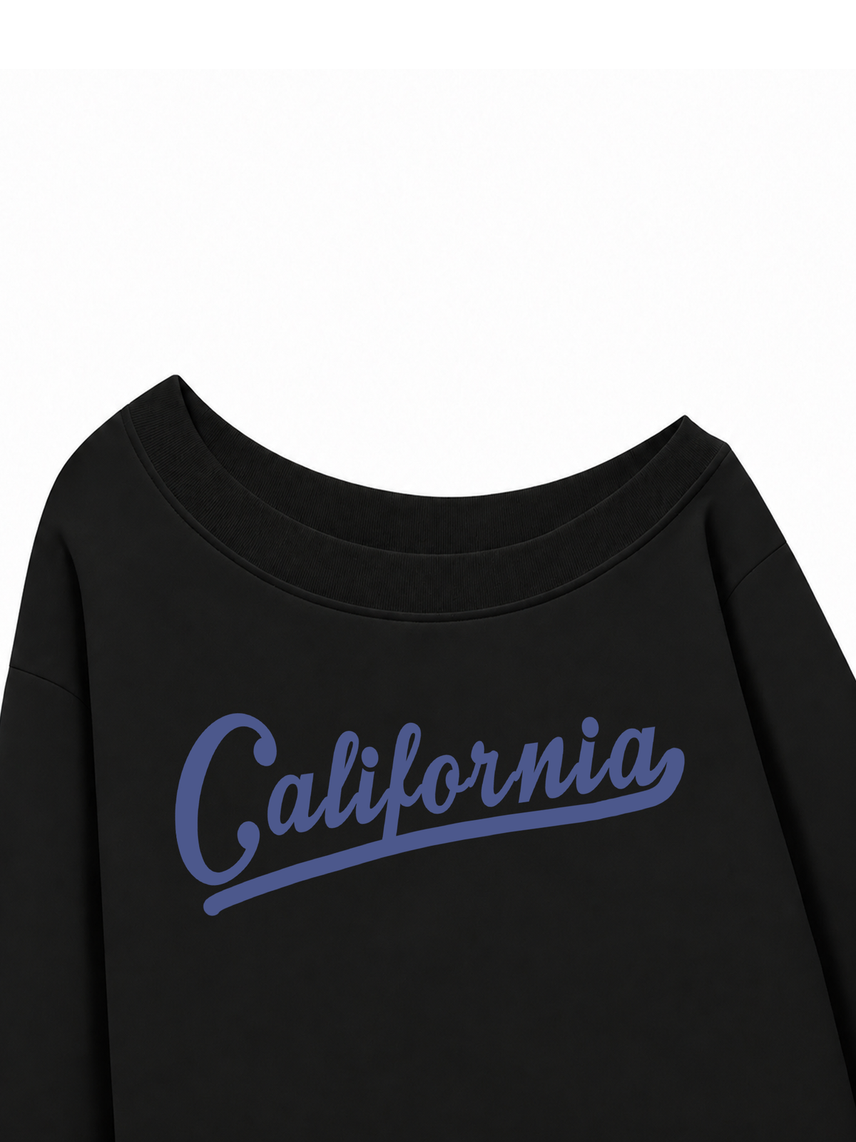 Áo Sweater Lệch Vai Nỉ Hai Da USA Califorinia Blue