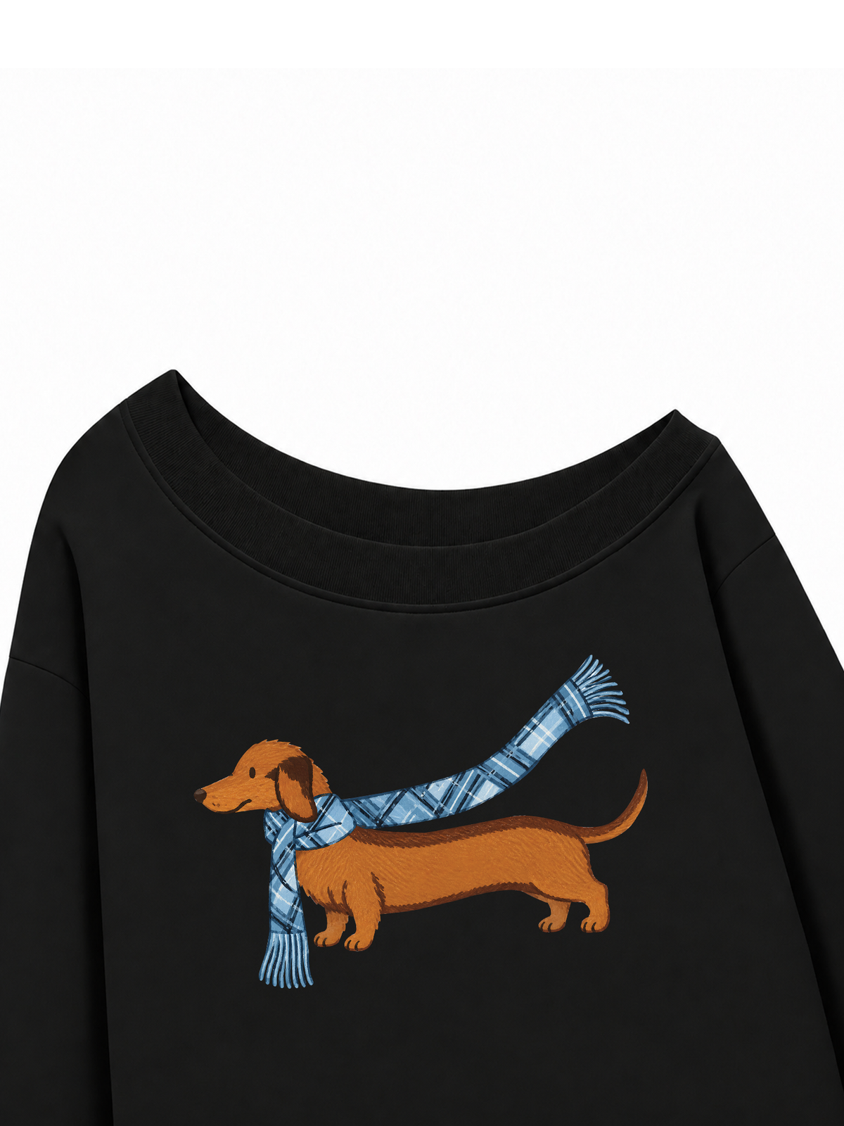 Áo Sweater Lệch Vai Nỉ Hai Da Blue Plaid Outfit Puppy