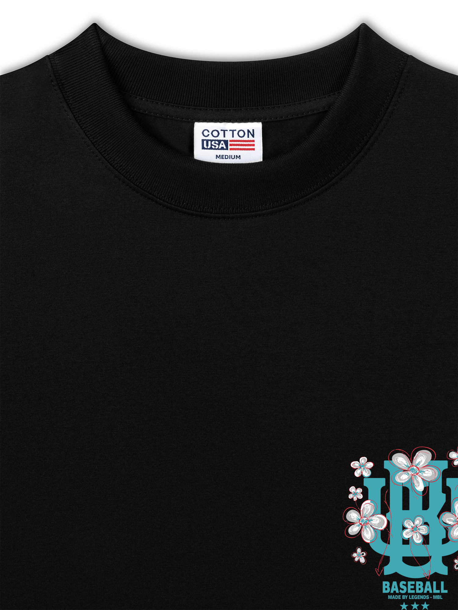 Áo Thun Relaxed Fit Master Baseball Blue White Flower