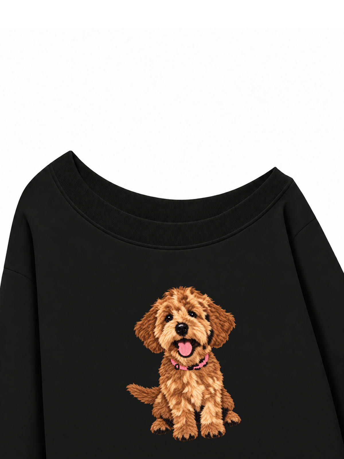 Áo Sweater Lệch Vai Nỉ Hai Da Cute Brown Puppy