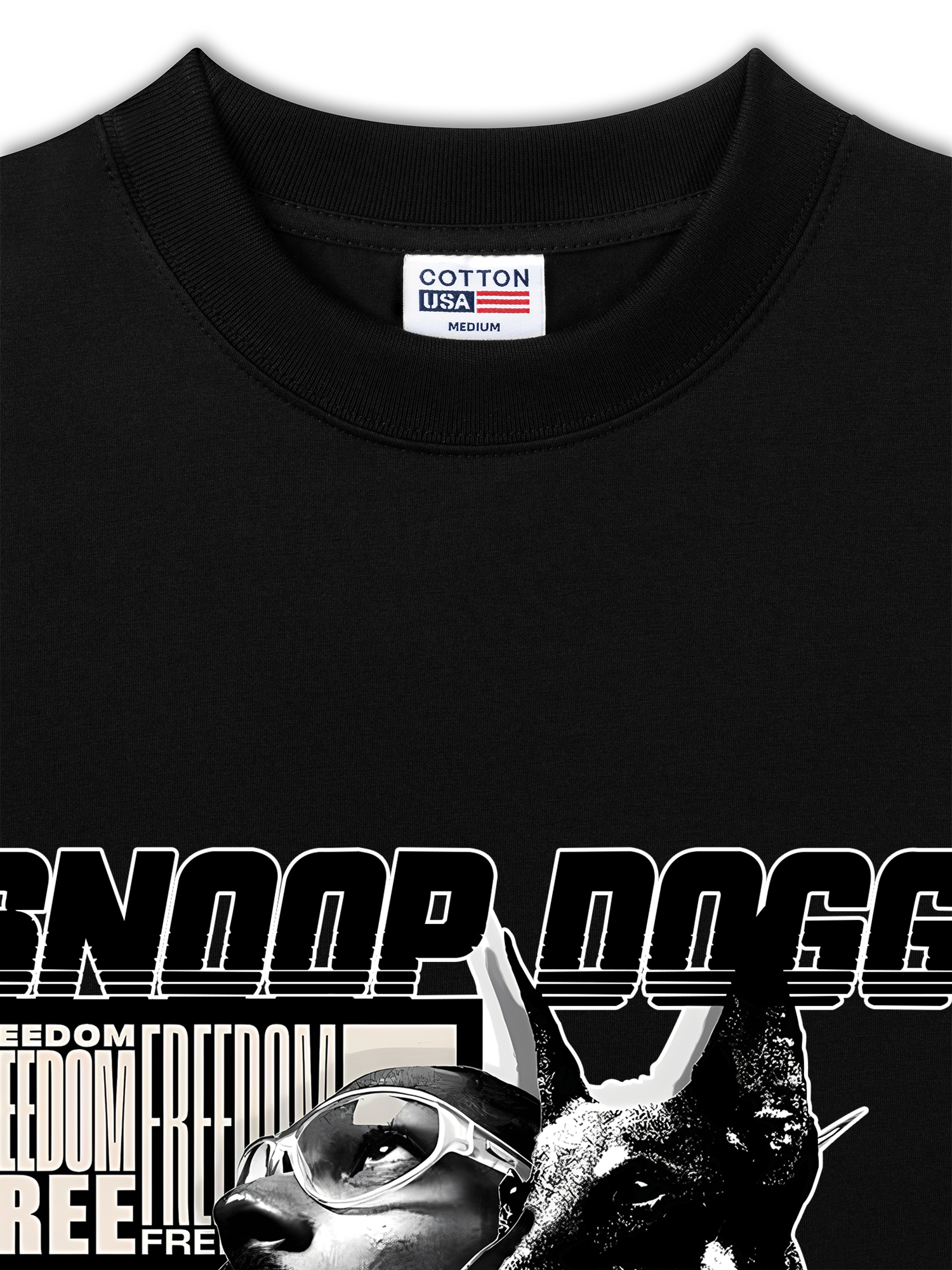 Áo Thun Relaxed Fit Rapper Black And White Snoop Dog