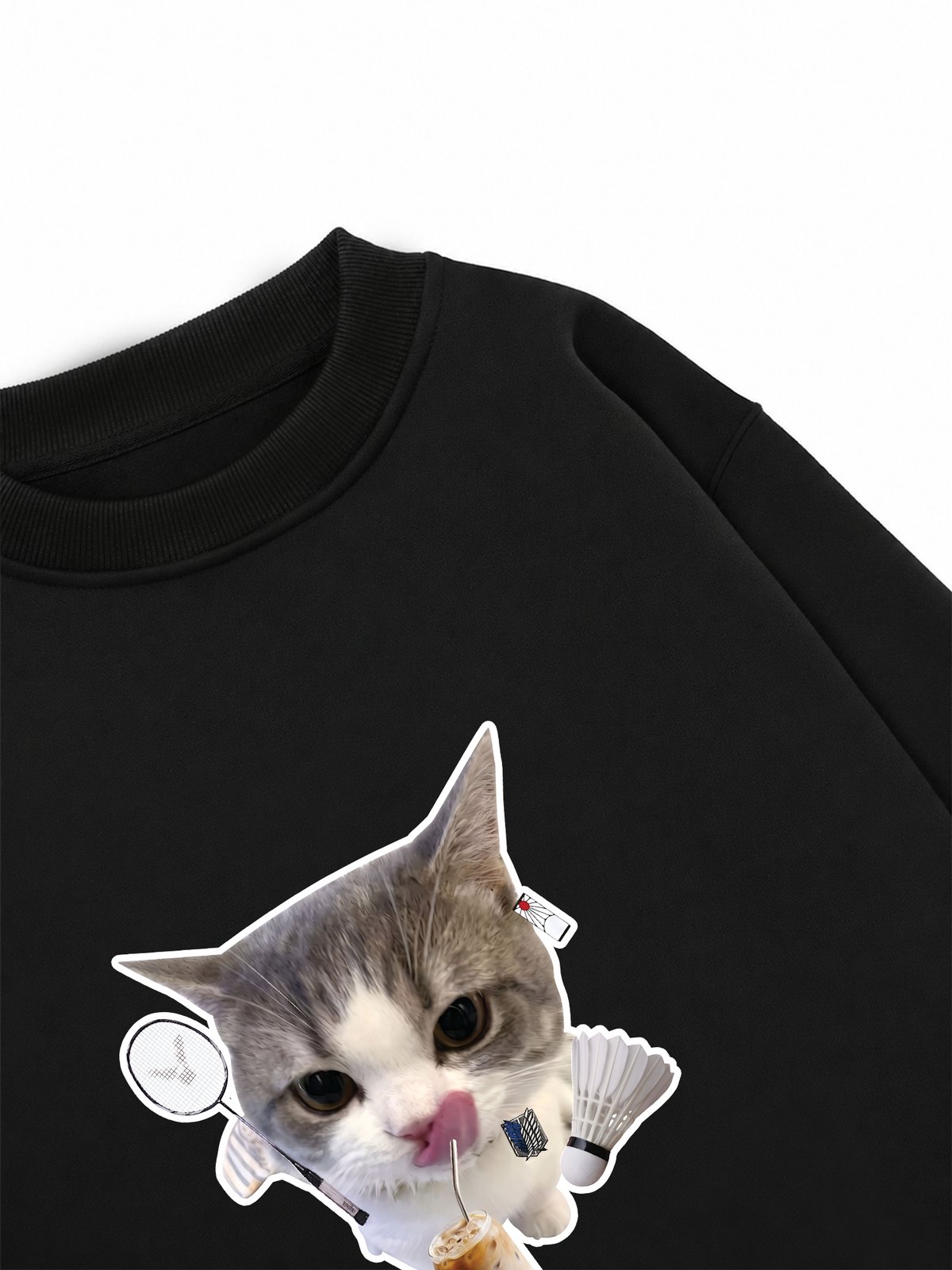 Áo Sweater Nỉ Hai Da Badminton Cute Cat