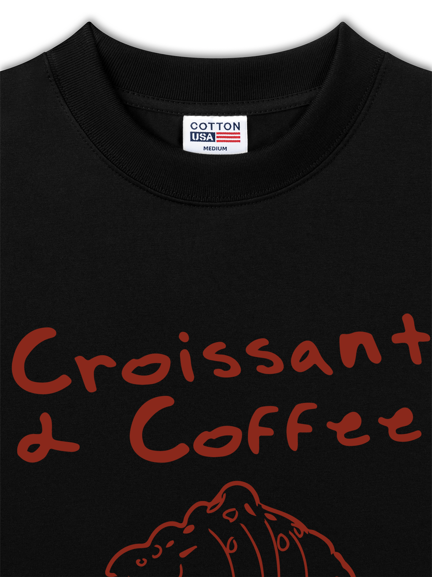 Áo Thun Relaxed Fit Daily Cup Croissant & Coffee For Breakfast