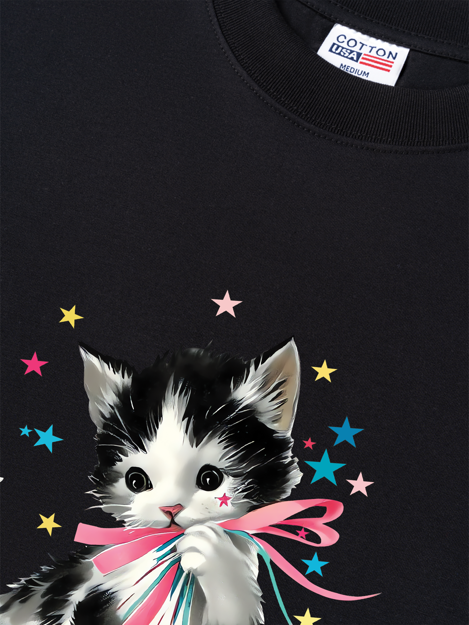 Áo Thun Relaxed Fit Soft Paw Cute Cat With Star
