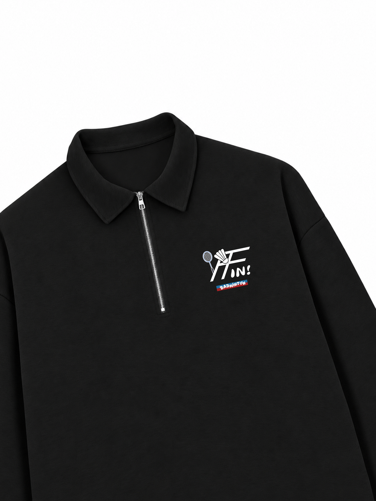 Áo Sweater Polo Nỉ Hai Da Badminton In