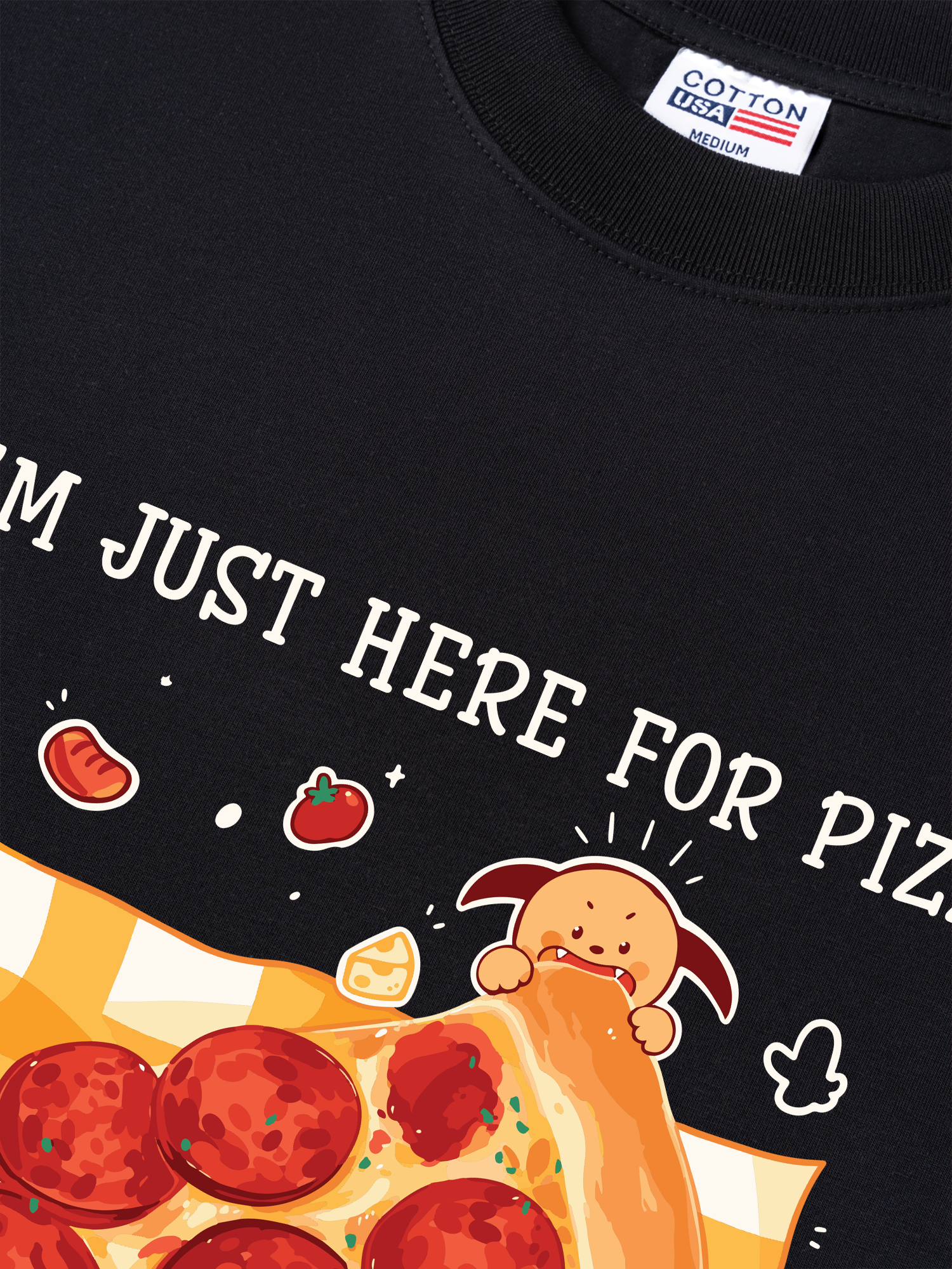 Áo Thun Relaxed Fit Yummy Mood I Just Here For Pizza