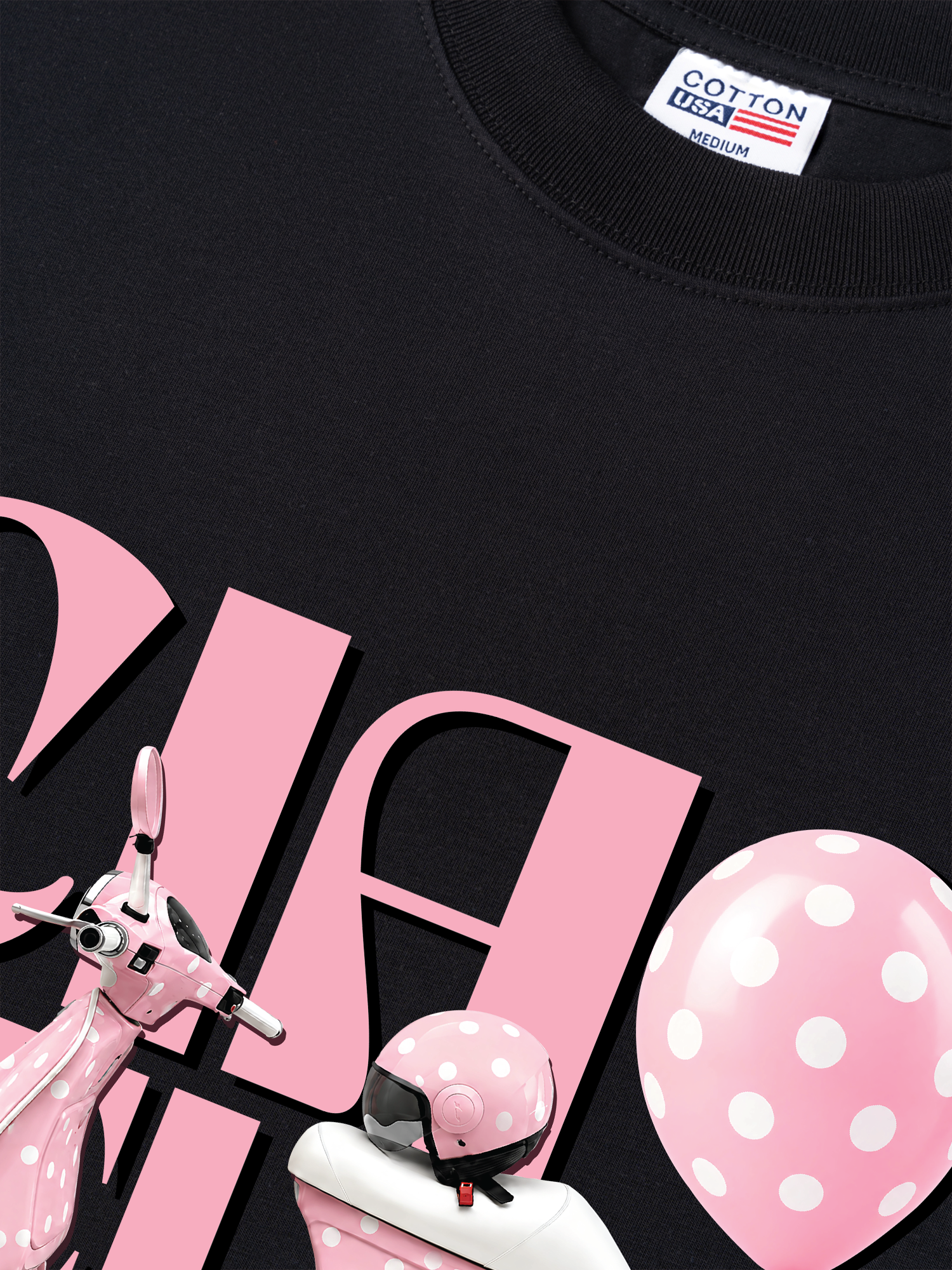 Áo Thun Relaxed Fit Motobike Pink Ciao Bella