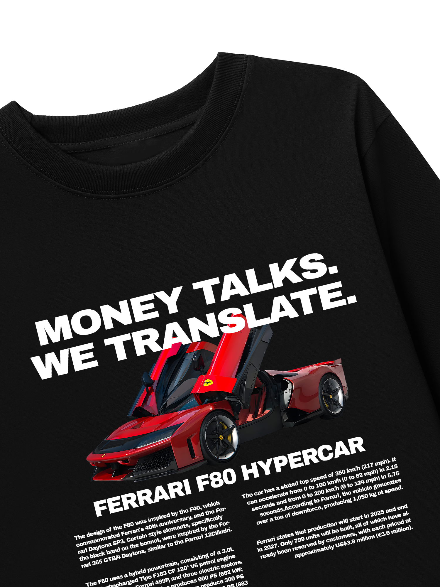 Áo Thun Dài Tay Ferrari Money Talks We Translate