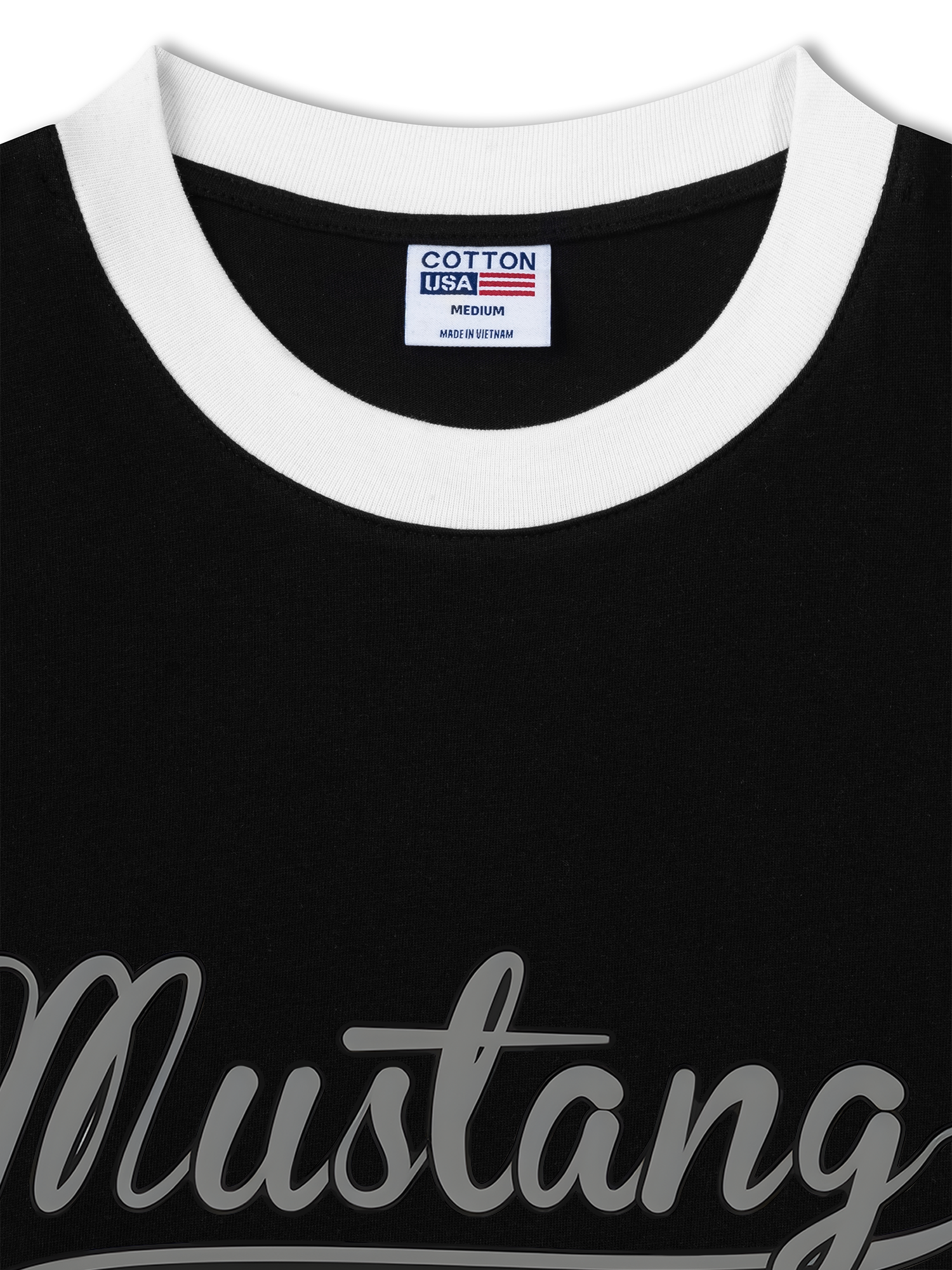 Áo Thun Ringer Relaxed Fit Mustang Vintage Black & White