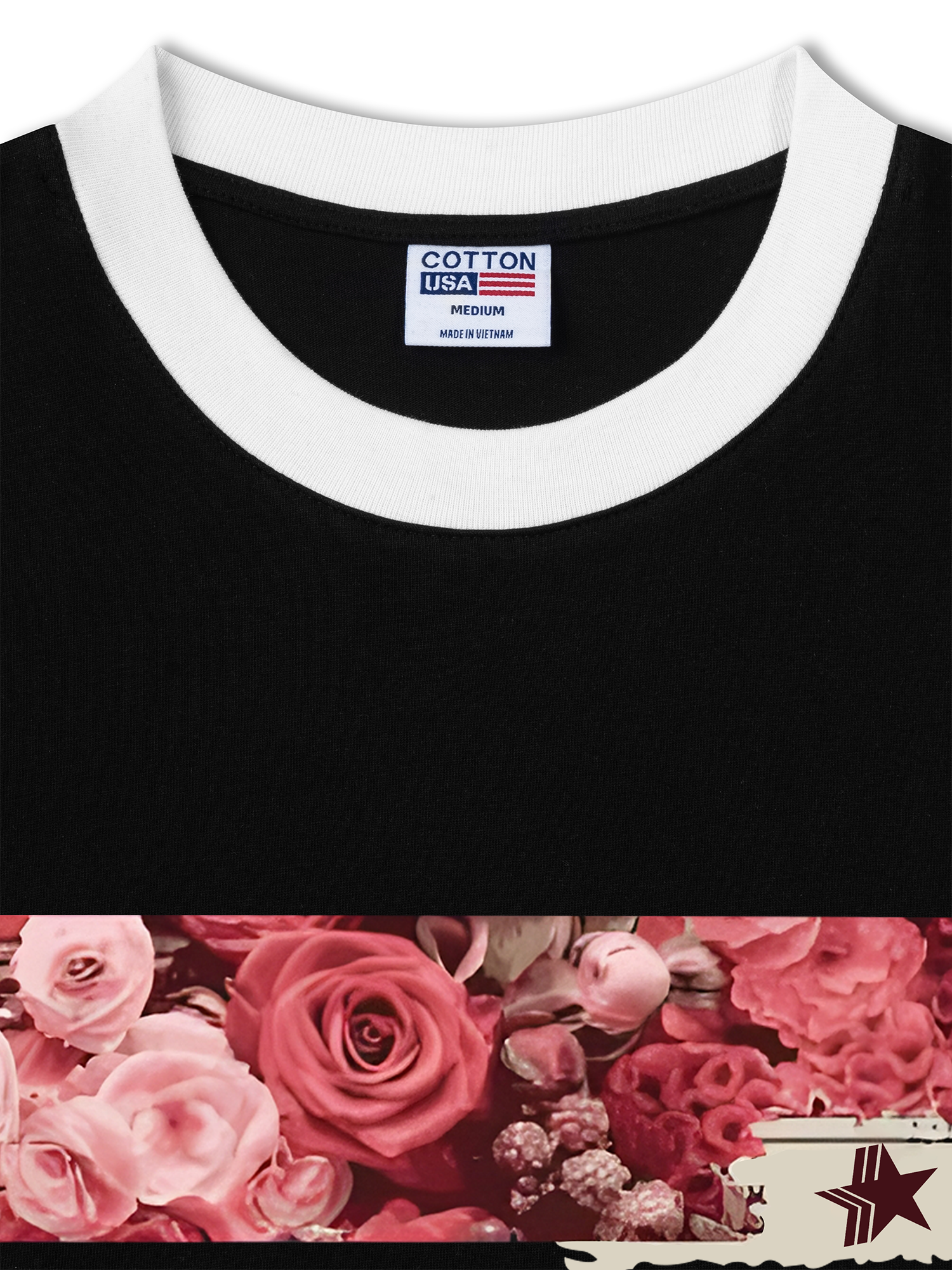 Áo Thun Ringer Relaxed Fit Trending Floral Cotton Usa