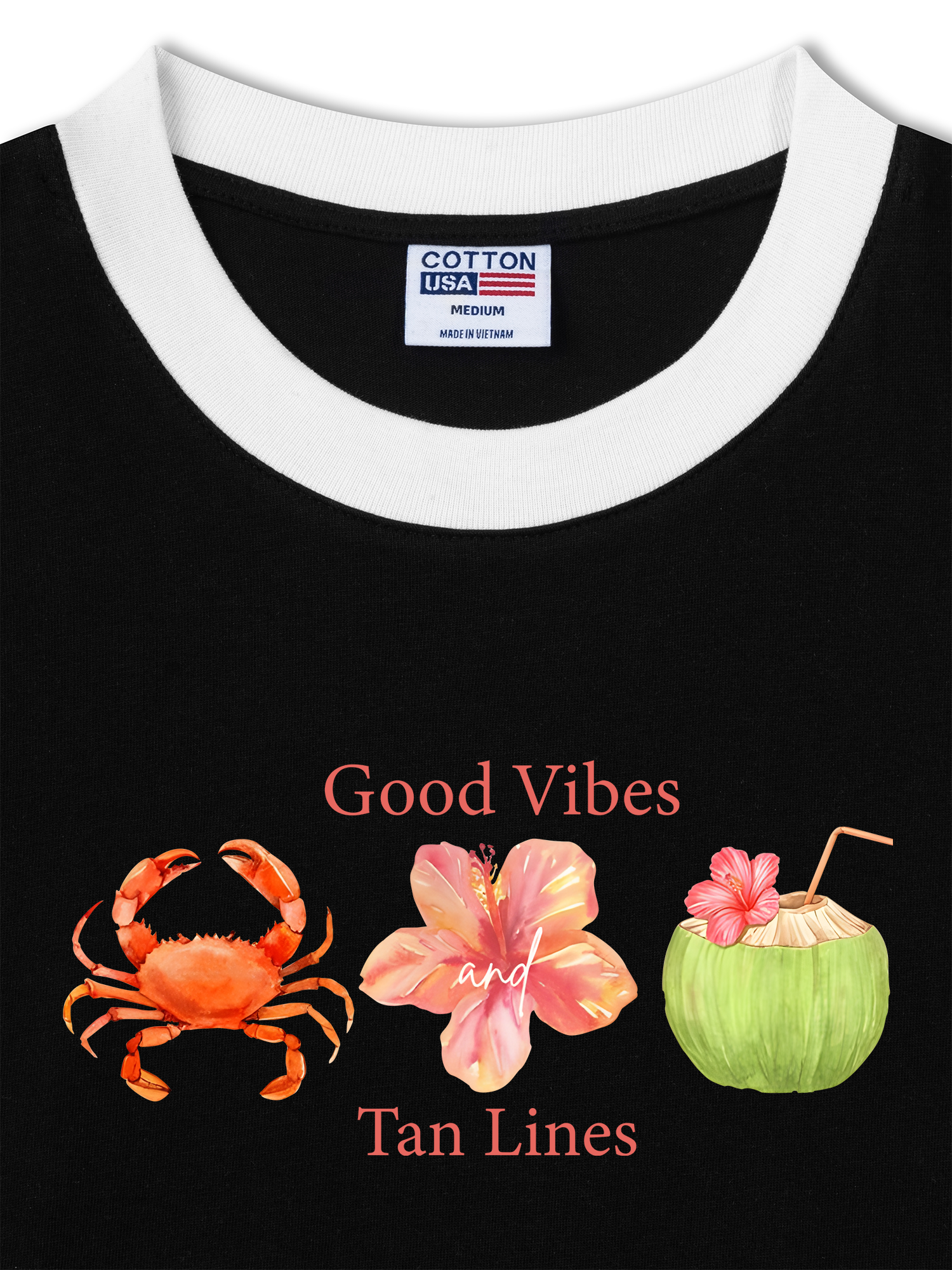 Áo Thun Ringer Relaxed Fit Tropical Good Vibes Tan