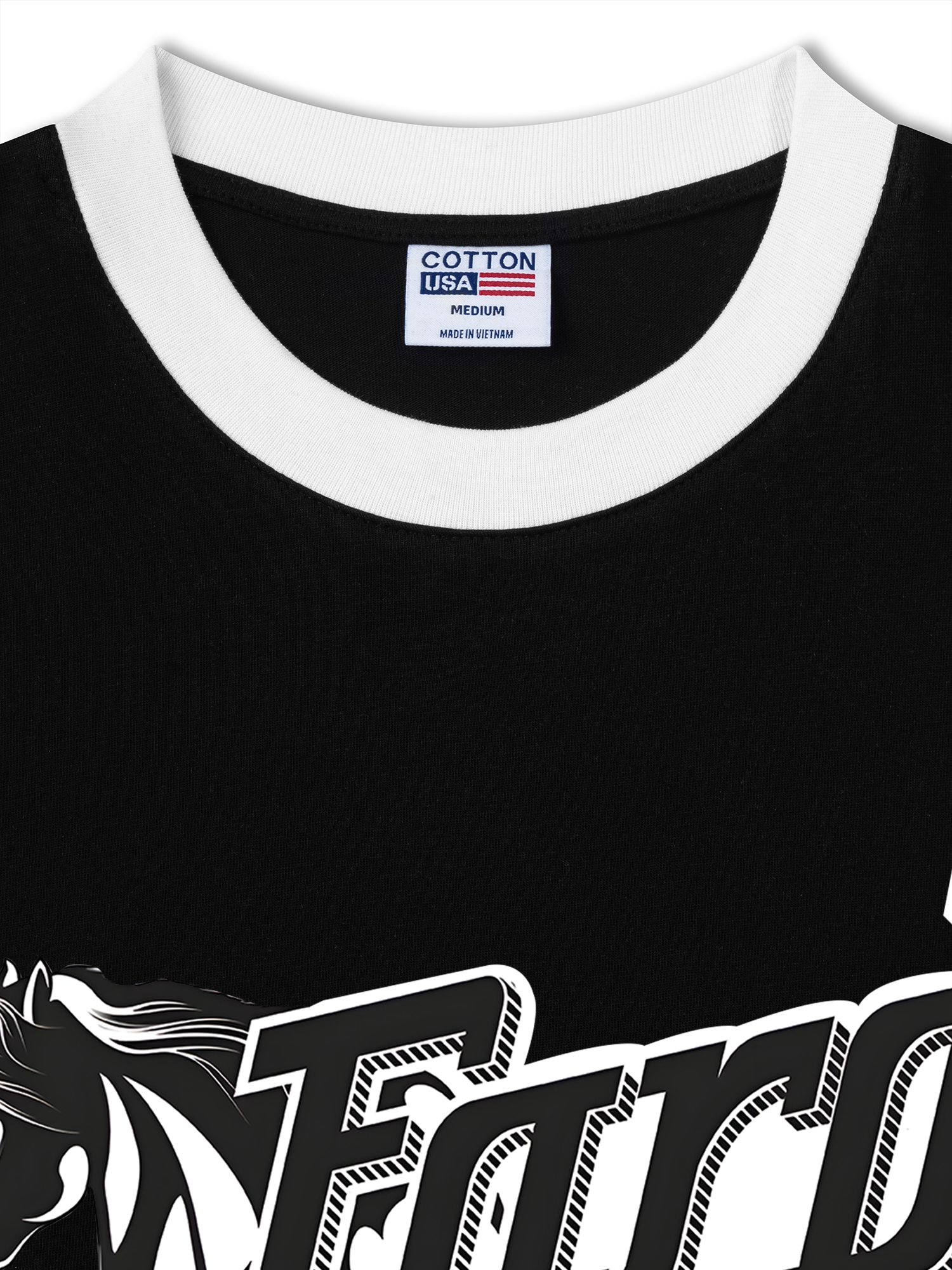 Áo Thun Ringer Relaxed Fit Mustang Black Horse Logo