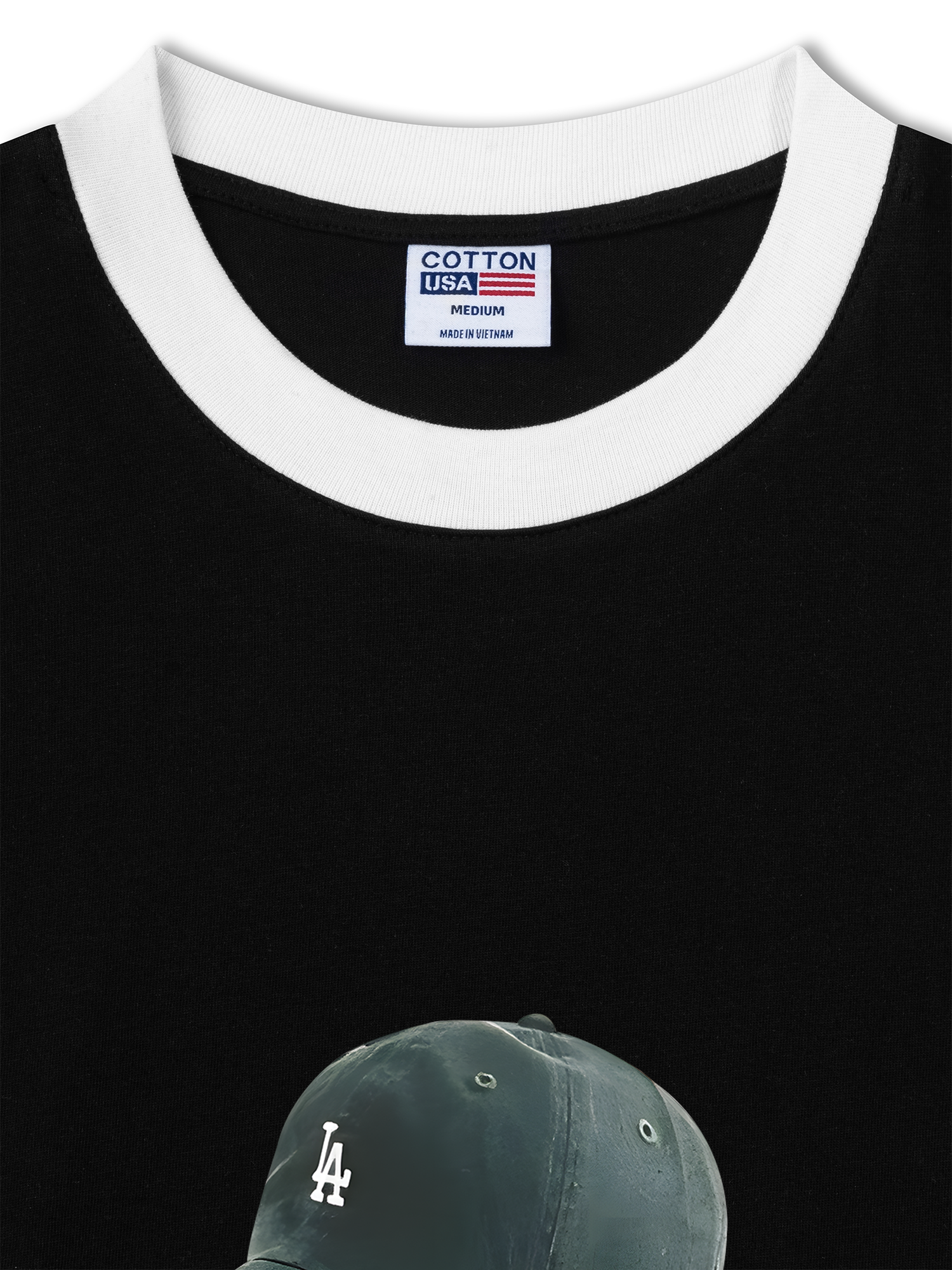 Áo Thun Ringer Relaxed Fit USA Los Ageles Green Hat