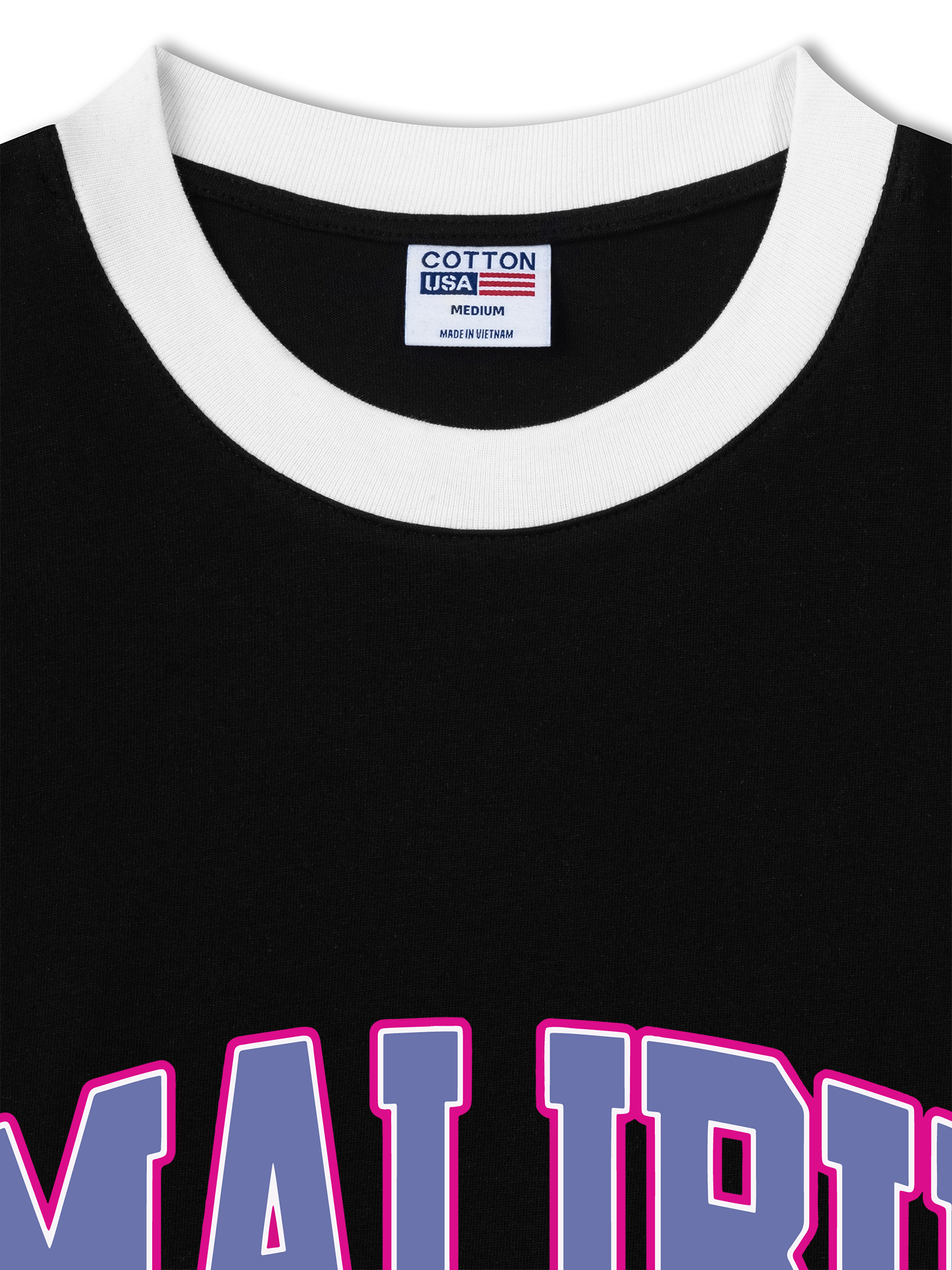 Áo Thun Ringer Relaxed Fit USA Malibu Beach Retro