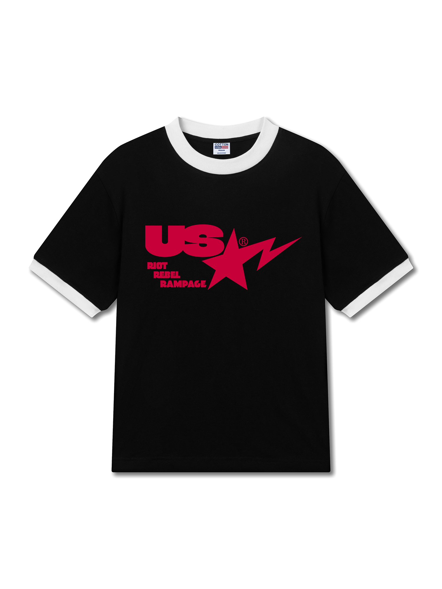 Áo Thun Ringer Relaxed Fit USA Riot Rebel Rampage