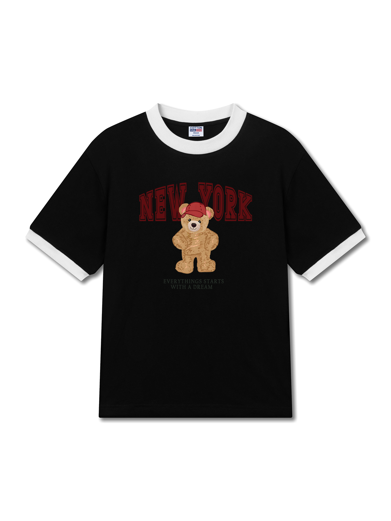 Áo Thun Ringer Relaxed Fit City New York Red Bear