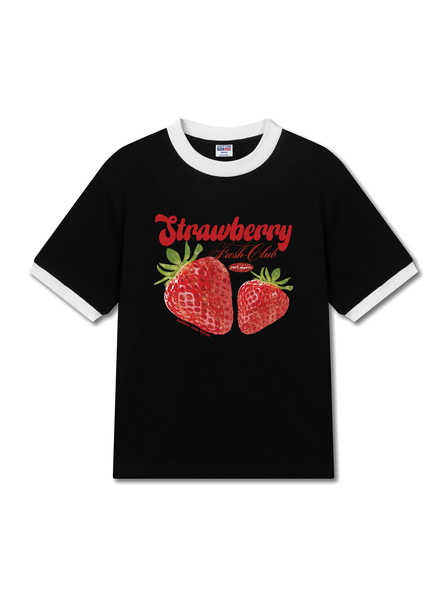 Áo Thun Ringer Relaxed Fit Tropical Strawberry Fresh Club