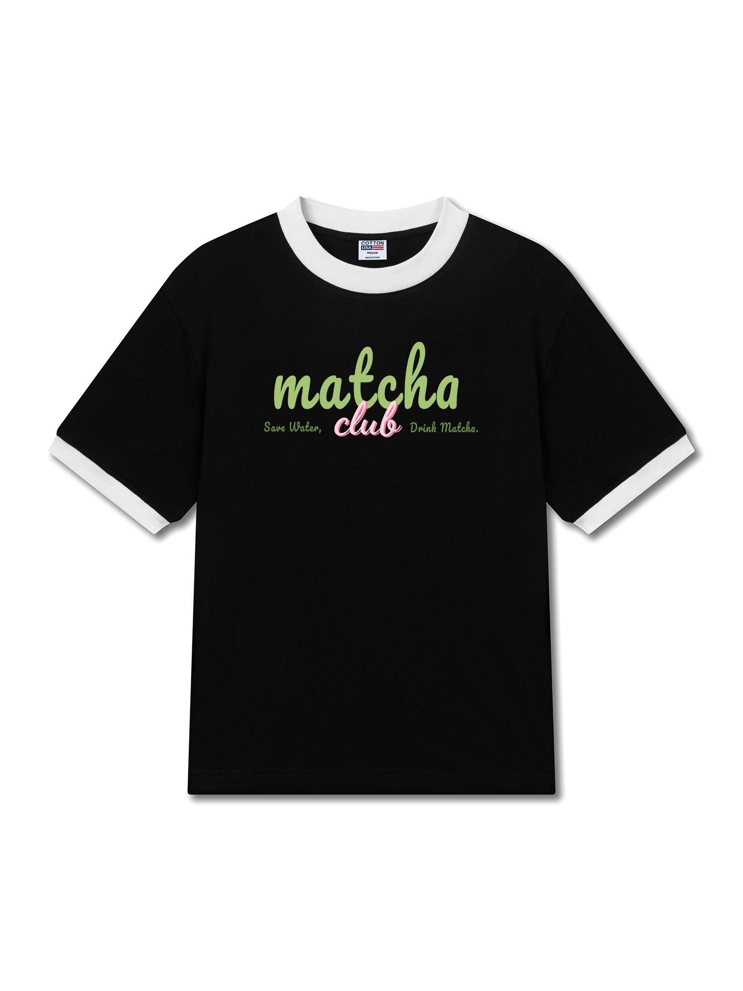 Áo Thun Ringer Relaxed Fit Save Water, Drink Matcha