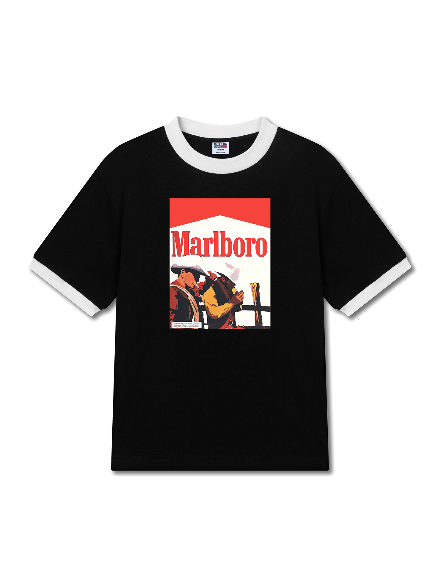 Áo Thun Ringer Relaxed Fit Marlboro Hunting Cowboy