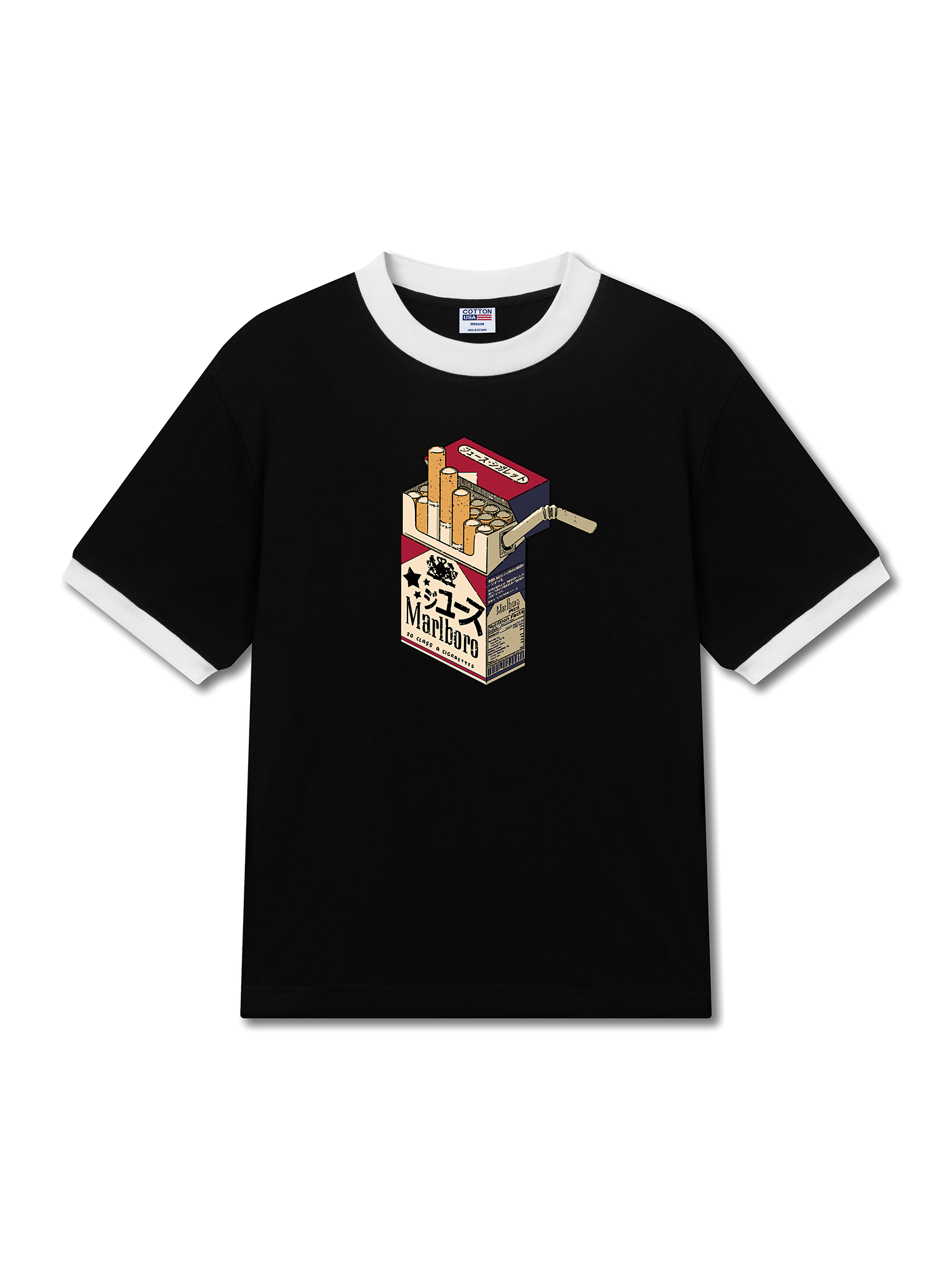 Áo Thun Ringer Relaxed Fit Marlboro 2D Class A Cigarettes