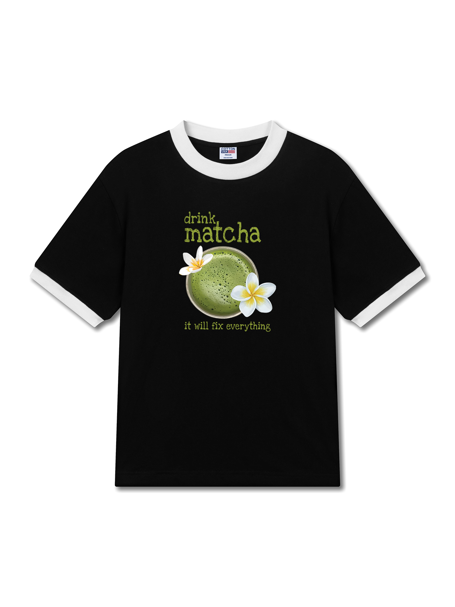 Áo Thun Ringer Relaxed Fit Matcha Will Fix Everything