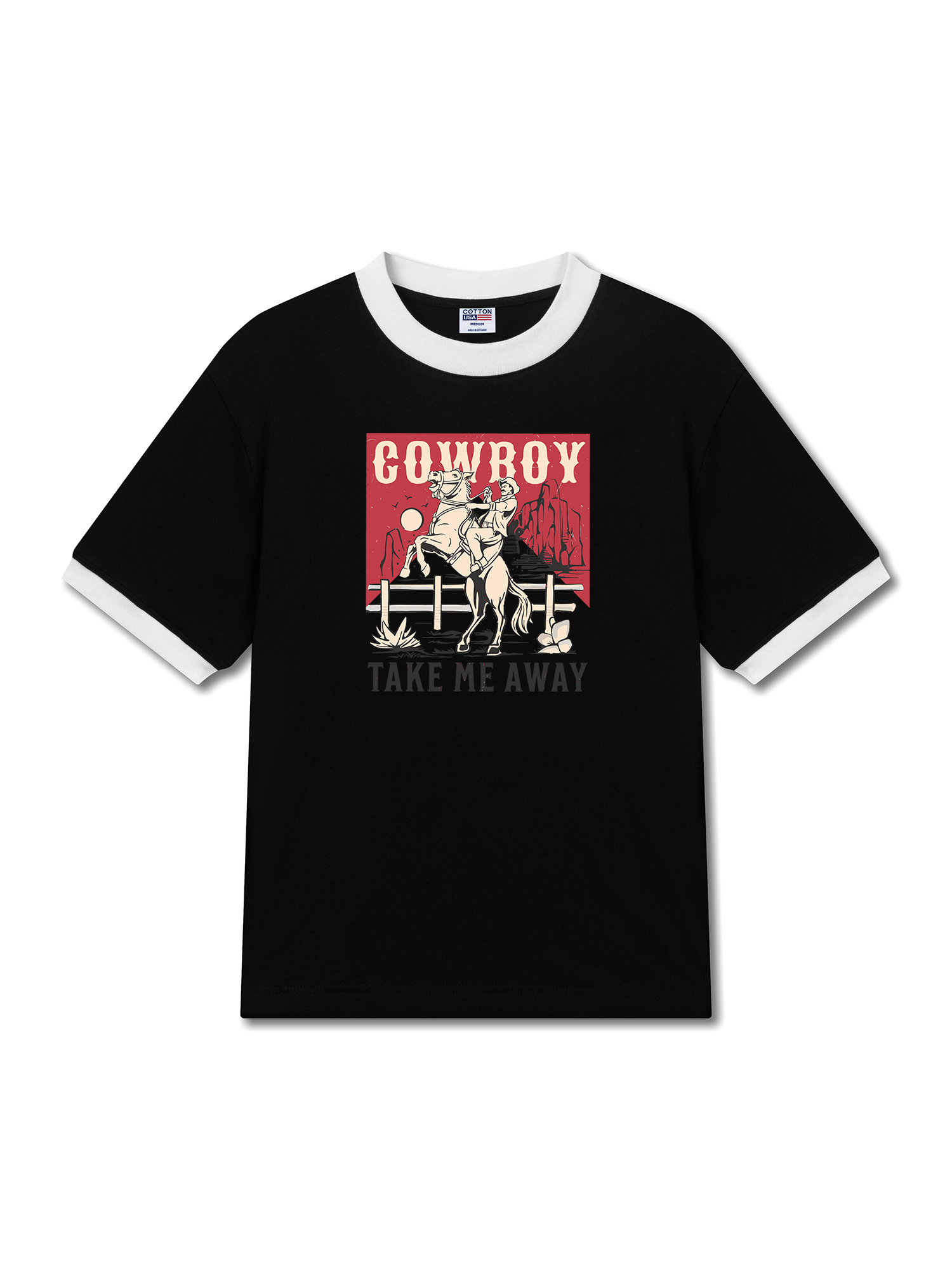 Áo Thun Ringer Relaxed Fit Marlboro Cowboy Take Me Away