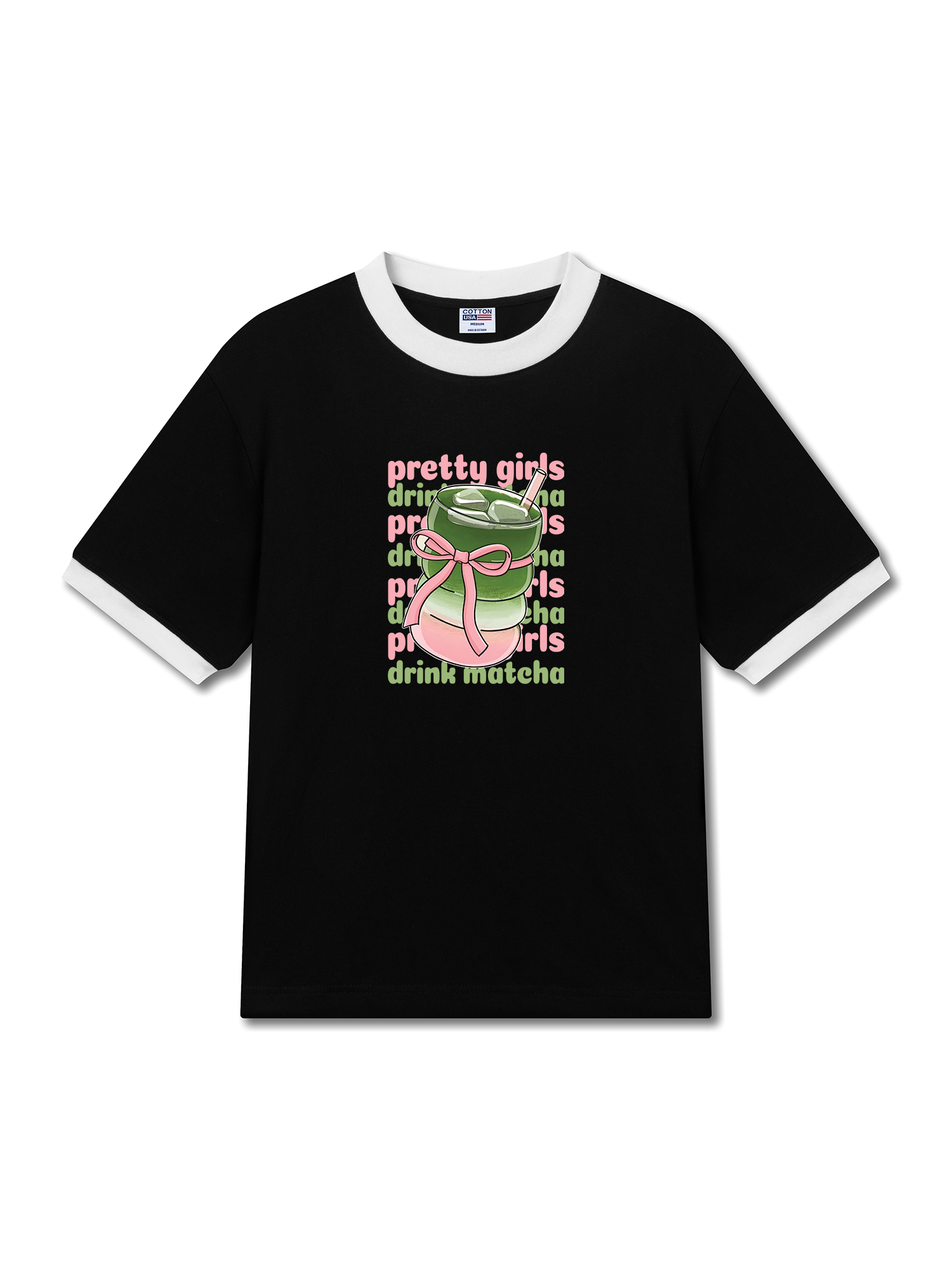 Áo Thun Ringer Relaxed Fit Pretty Girls Drink Matcha