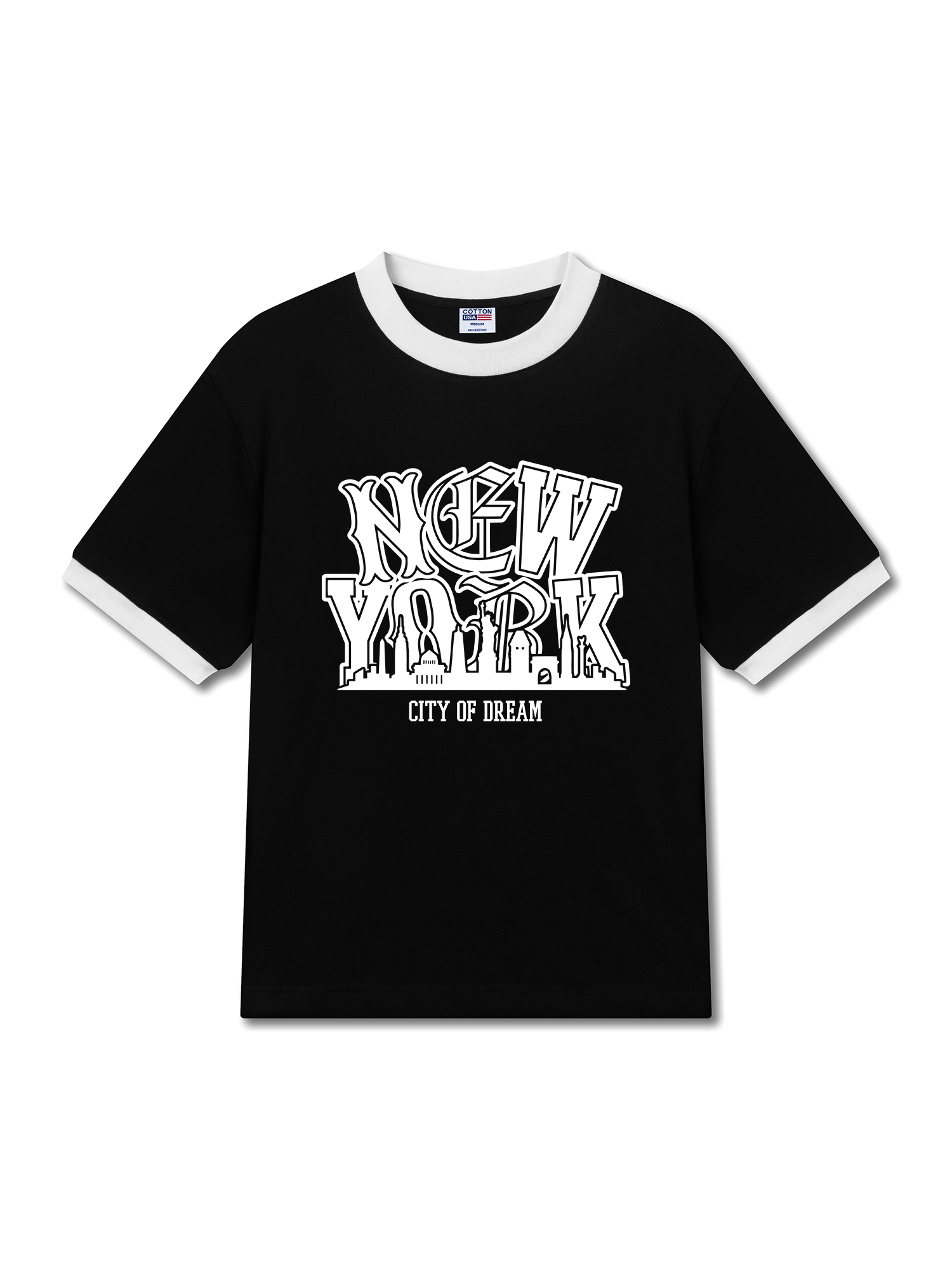 Áo Thun Ringer Relaxed Fit USA City Of Dream