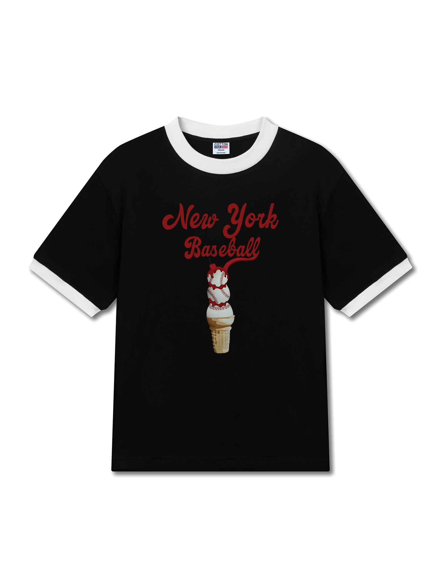 Áo Thun Ringer Relaxed Fit Baseball NewYork Ice Cream