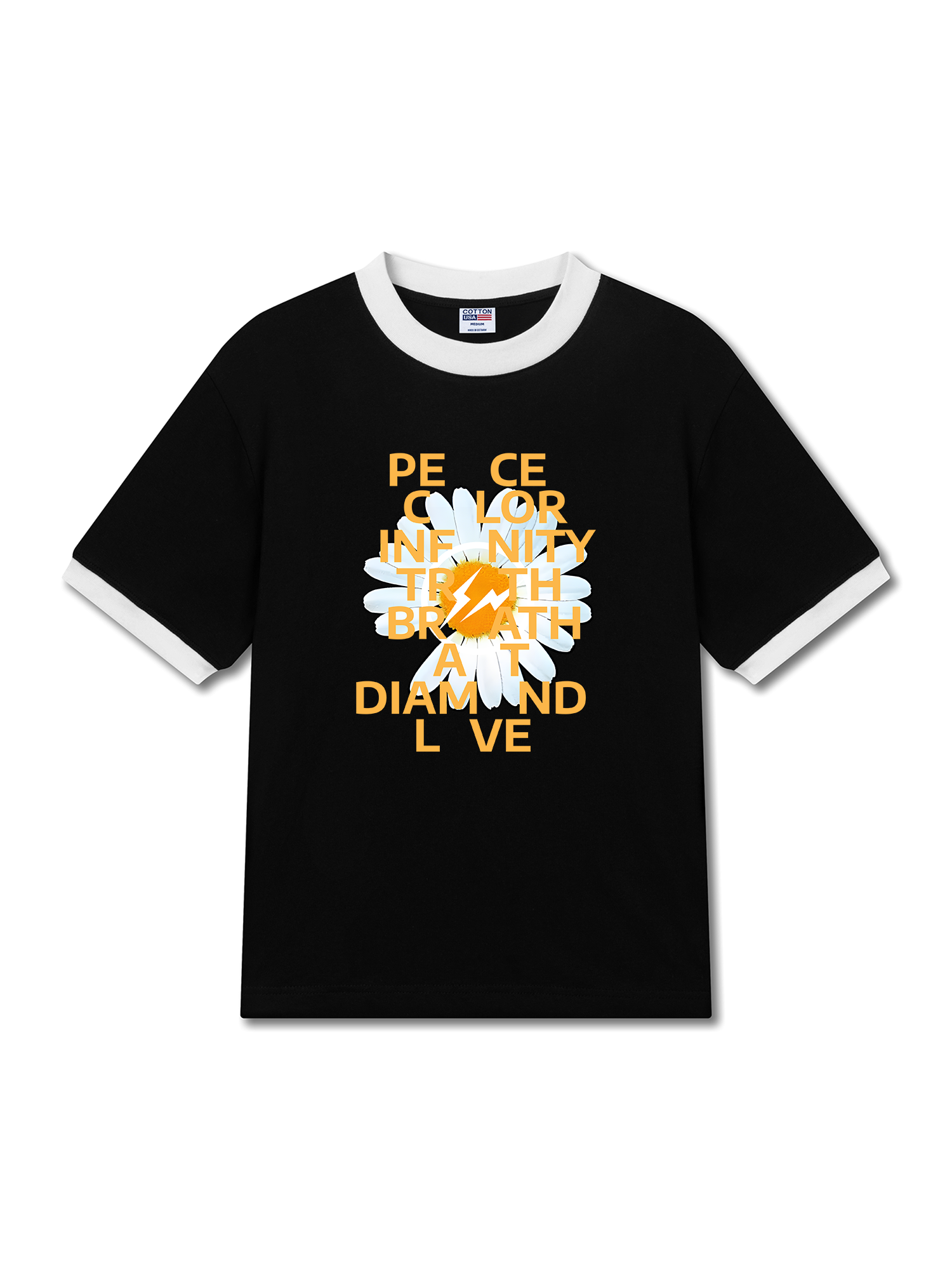 Áo Thun Ringer Relaxed Fit Floral Peace Color Love