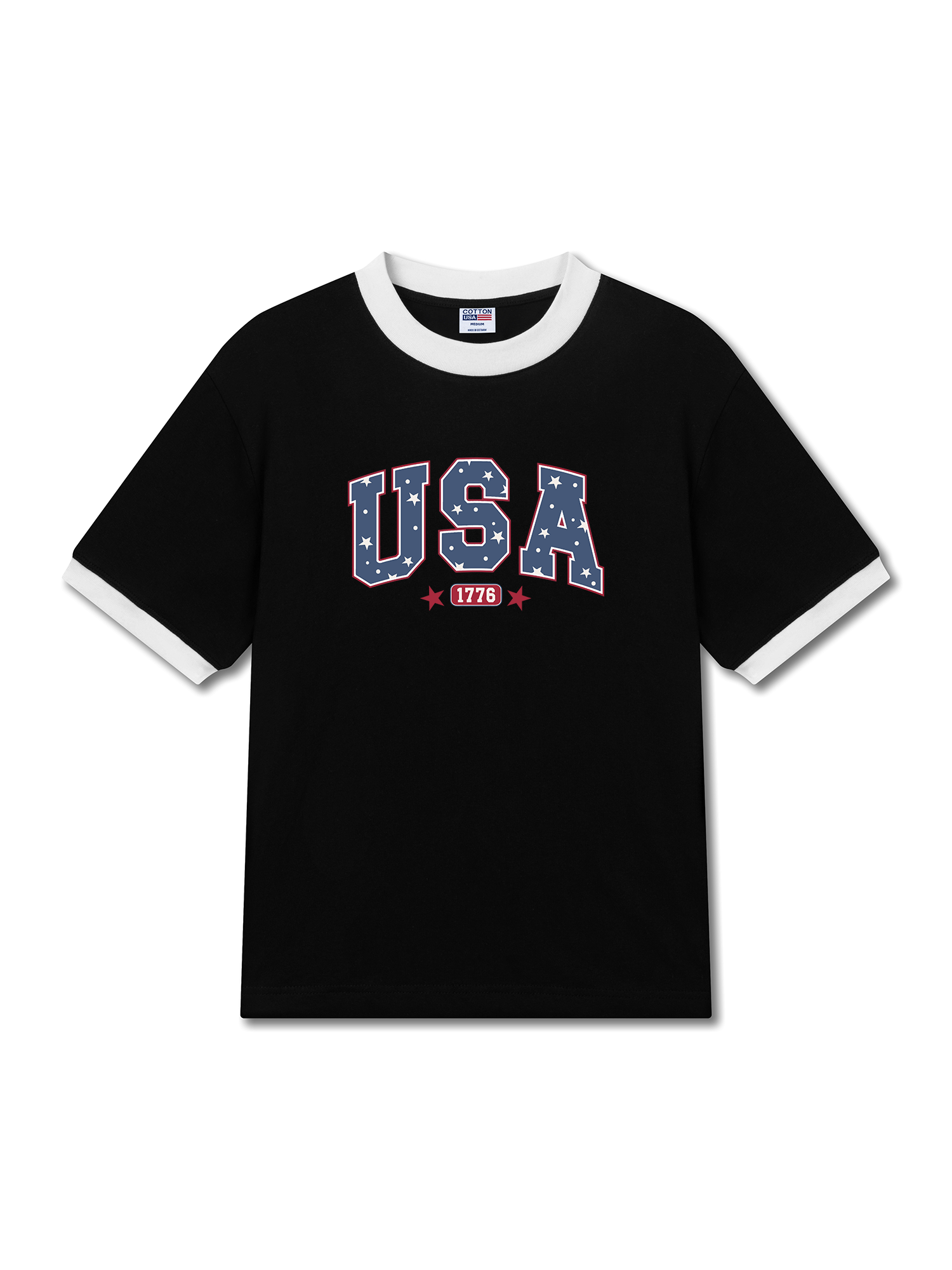 Áo Thun Ringer Relaxed Fit USA Retro Star