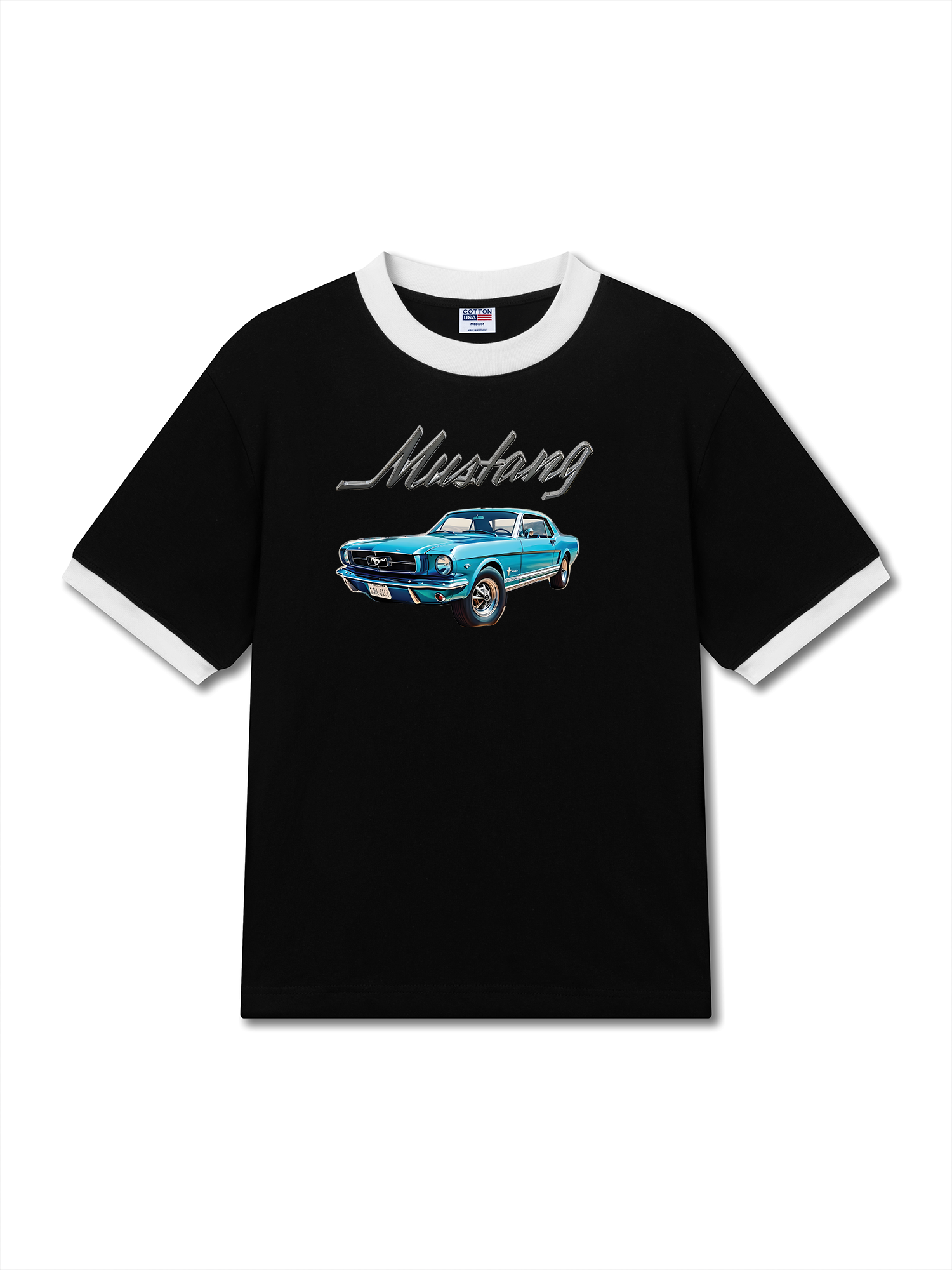 Áo Thun Ringer Relaxed Fit Mustang Blue Retro