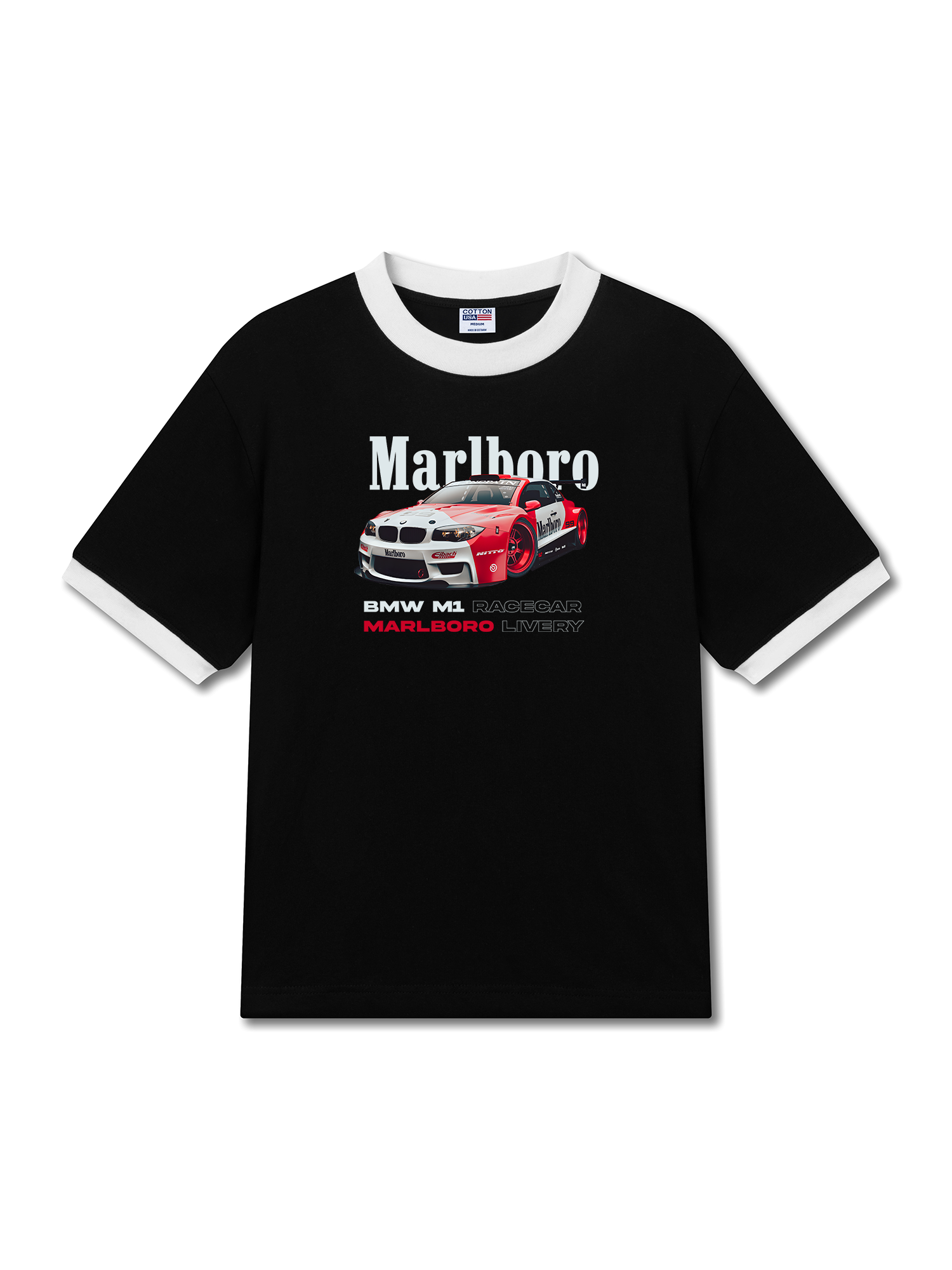 Áo Thun Ringer Relaxed Fit Marlboro BMW M1 Race Car