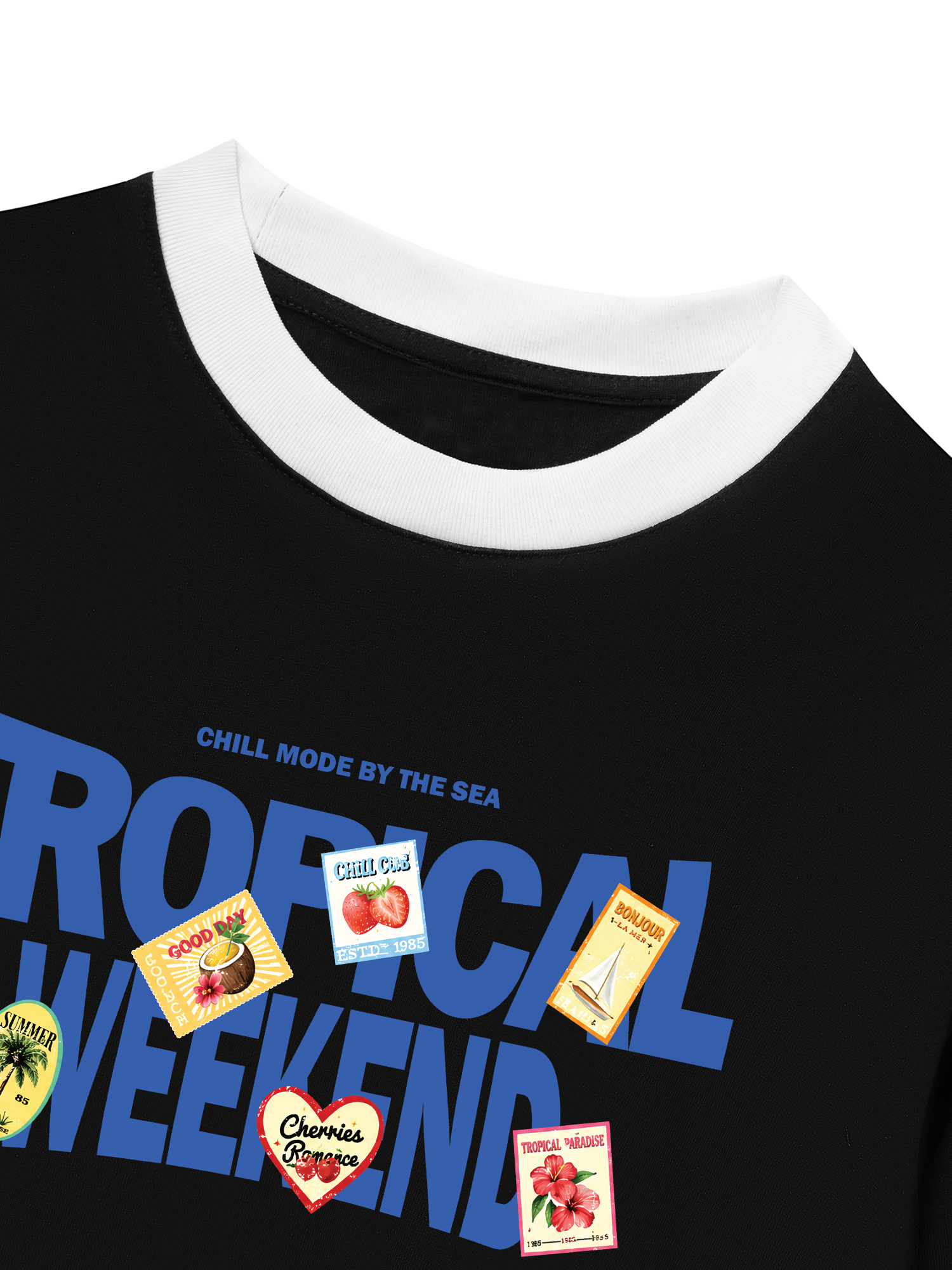 Áo Thun Ringer Relaxed Fit Troppical Weekend Chill Mode By The Sea