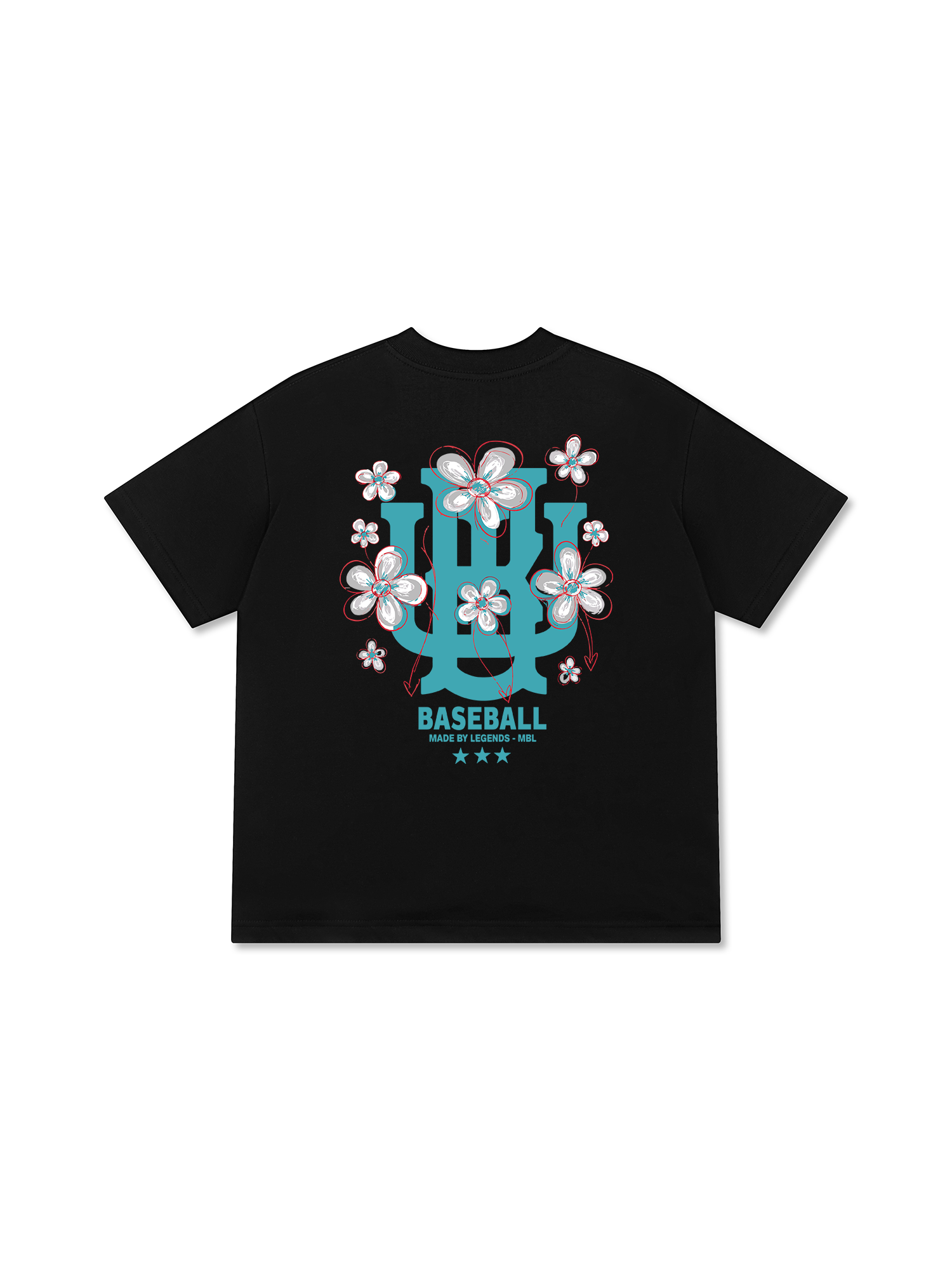 Áo Thun Relaxed Fit Master Baseball Blue White Flower
