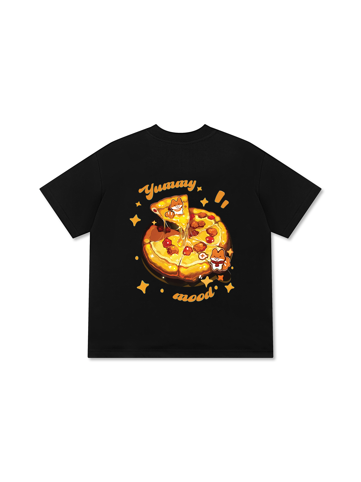 Áo Thun Relaxed Fit Yummy Mood Cute Puppy Pizza