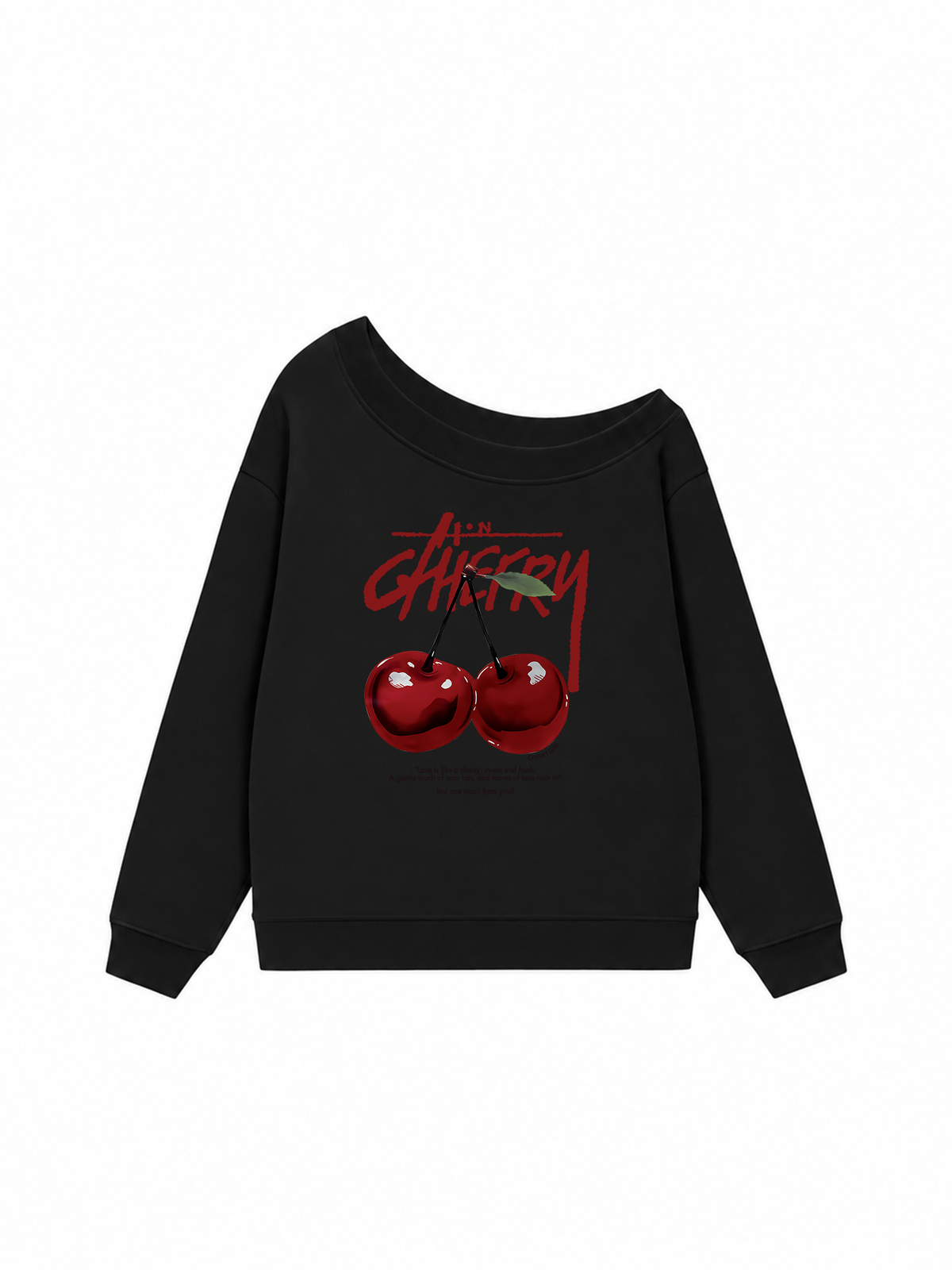 Áo Sweater Lệch Vai Nỉ Hai Da Cherry X Cotton USA Love