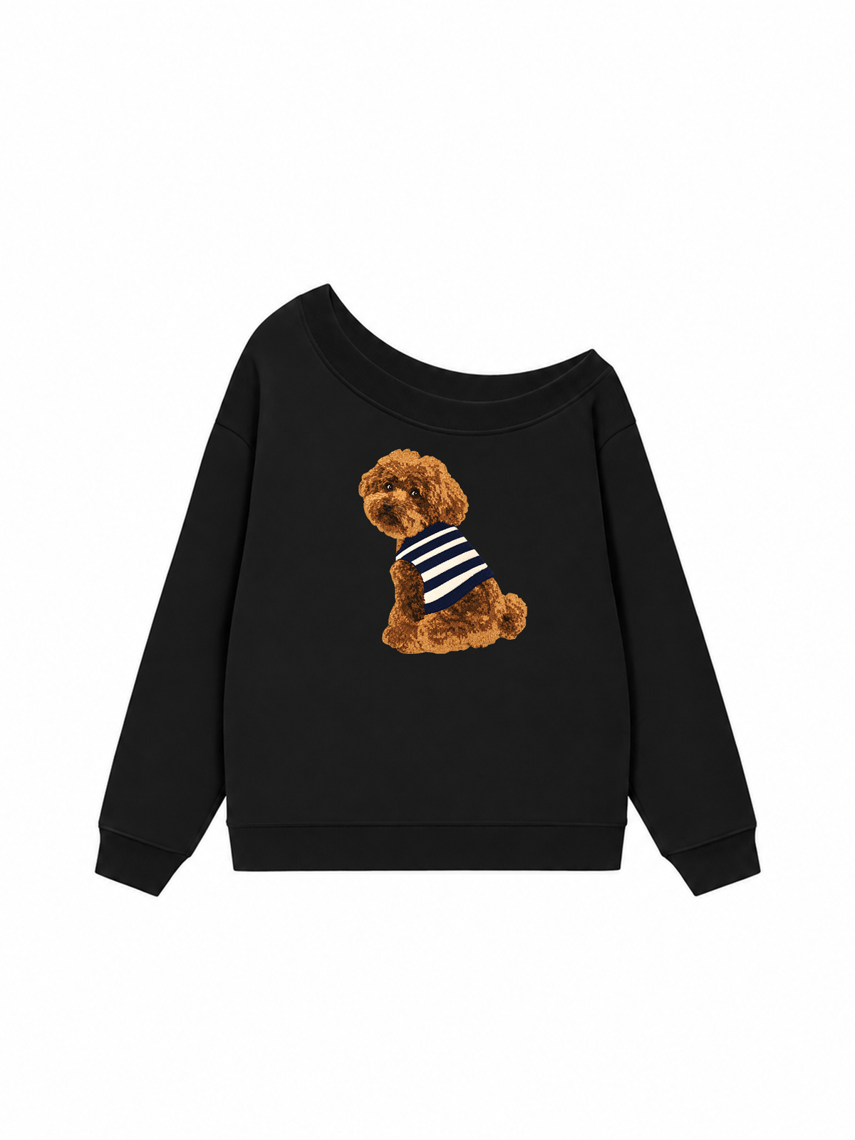 Áo Sweater Lệch Vai Nỉ Hai Da Blush Fawn