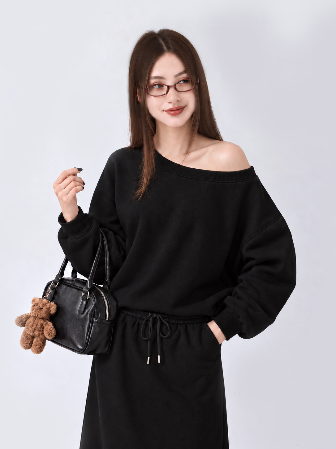 Áo Sweater Lệch Vai Nỉ Hai Da Cotton USA Basic