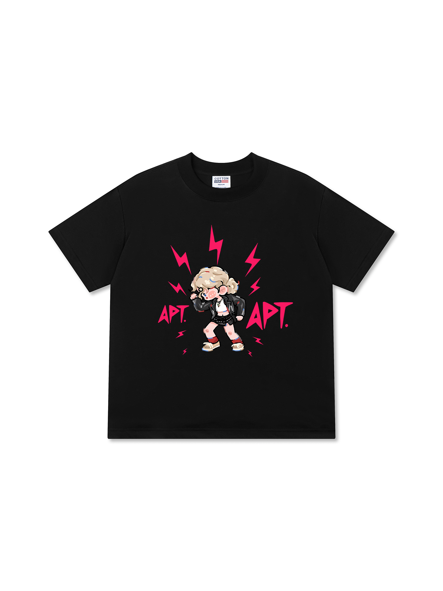 Áo Thun Relaxed Fit Black Pink Cute APT