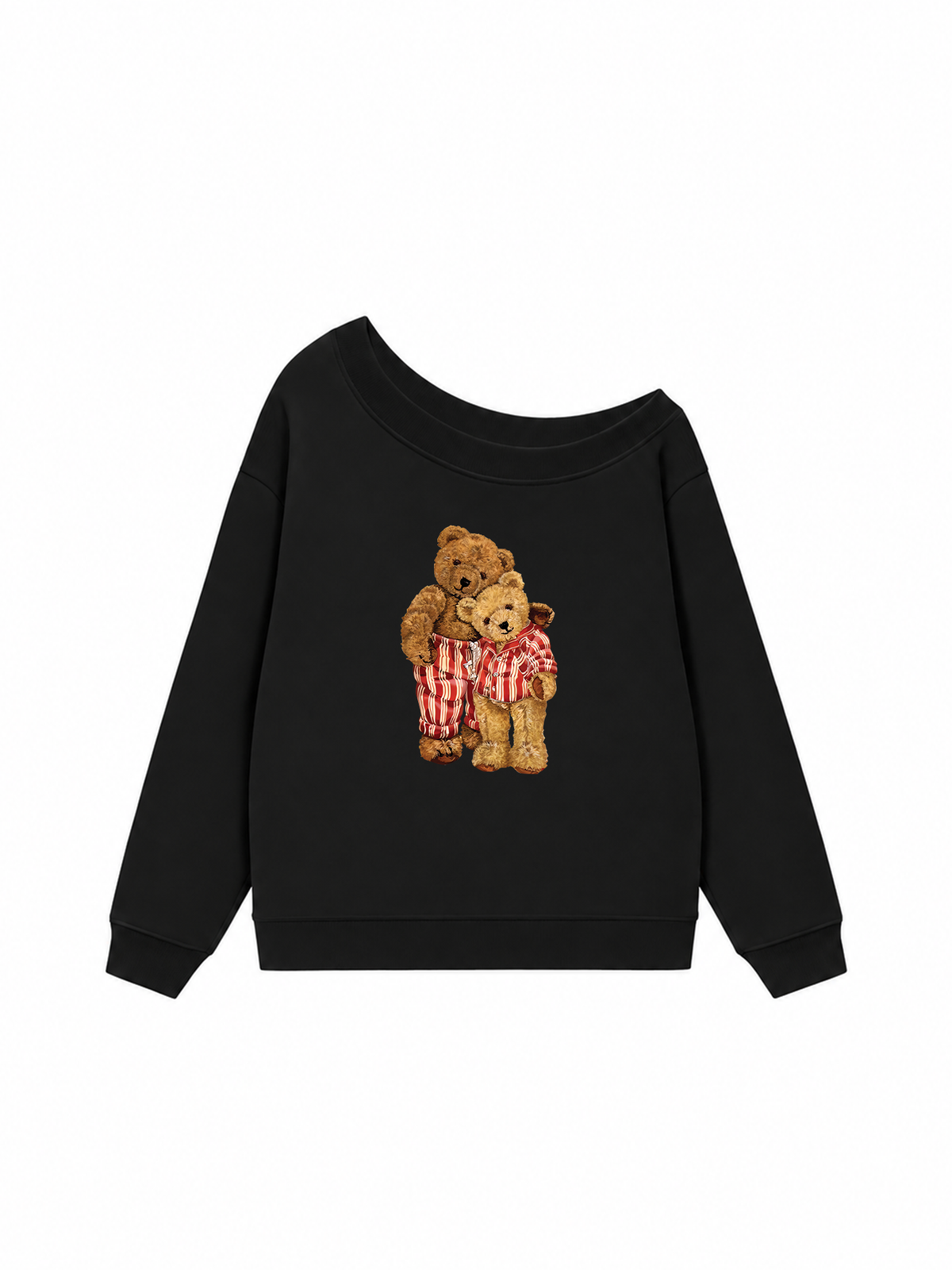 Áo Sweater Lệch Vai Nỉ Hai Da Couple Bear Go To Bed