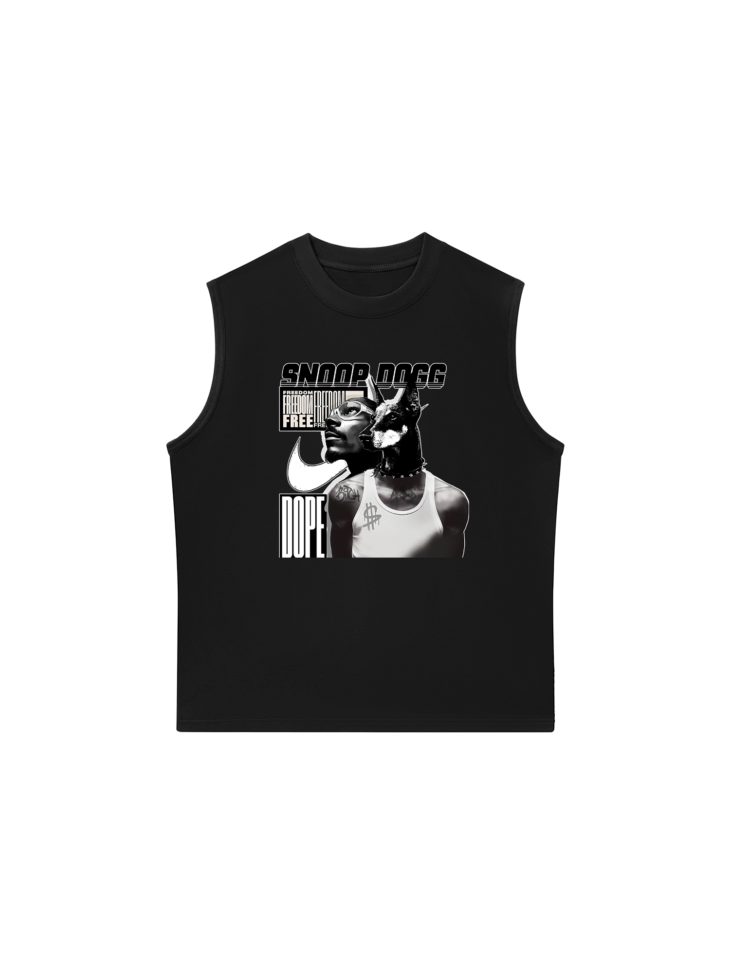 Áo Ba Lỗ Relaxed Fit Black And White Snoop Dog