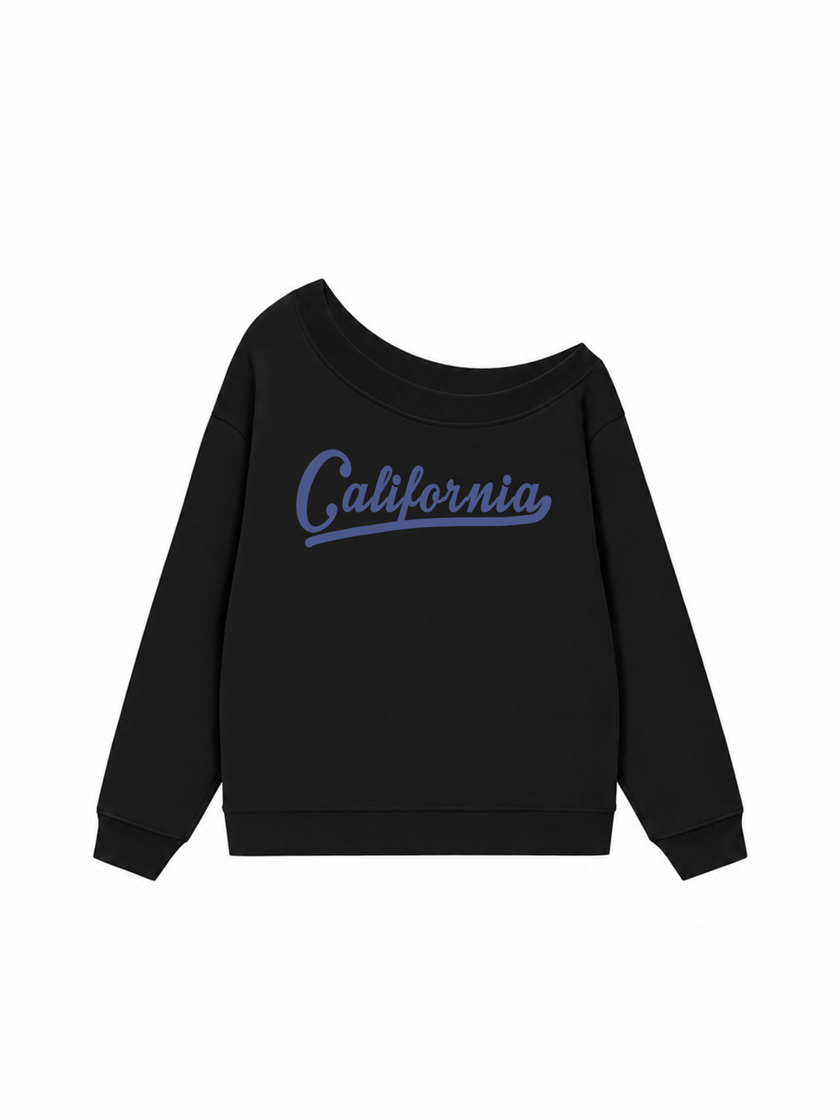 Áo Sweater Lệch Vai Nỉ Hai Da USA Califorinia Blue