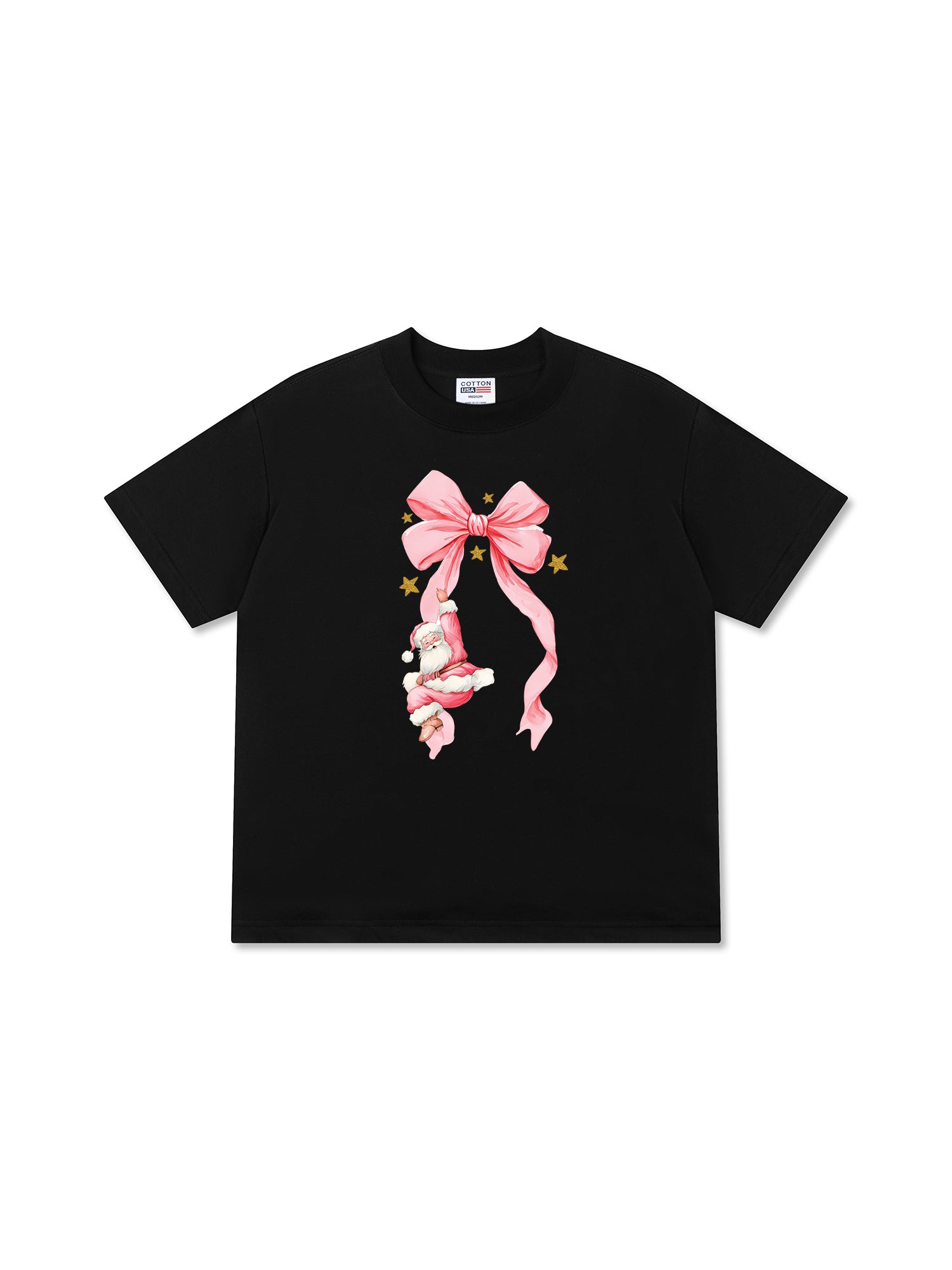 Áo Thun Relaxed Fit Xmas Pink Bow With Santa