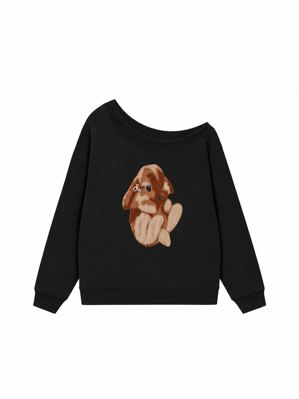 Áo Sweater Lệch Vai Nỉ Hai Da Cute Bunny