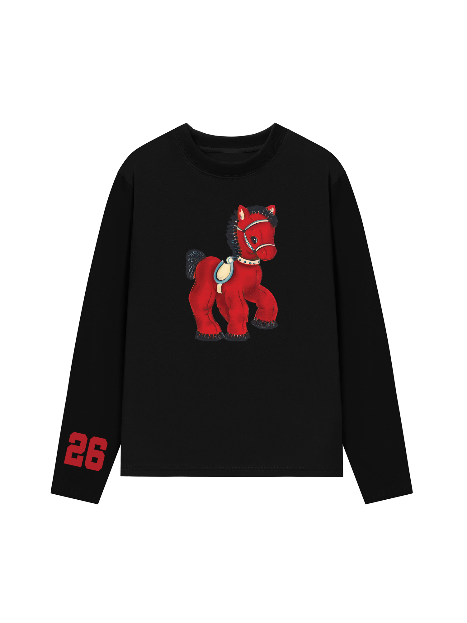 Áo Thun Dài Tay Retro Red Horse