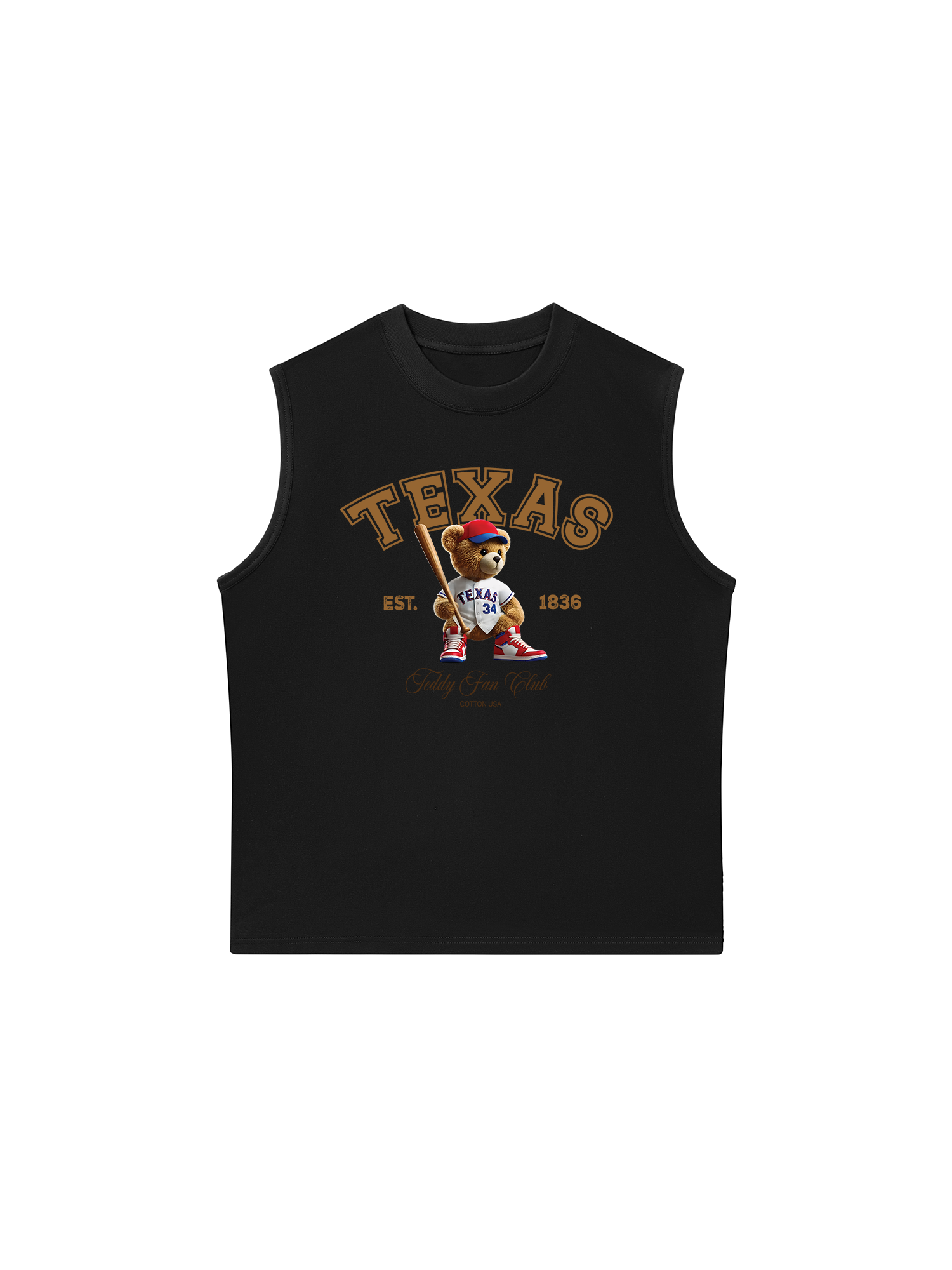 Áo Ba Lỗ Relaxed Fit Baseball Texas Teddy Fan Club