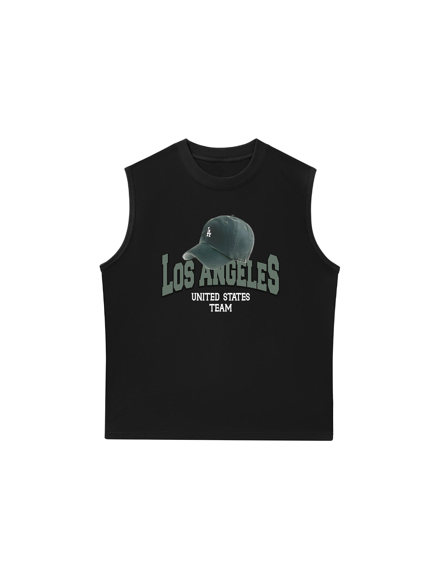 Áo Ba Lỗ Relaxed Fit USA Los Ageles Green Hat