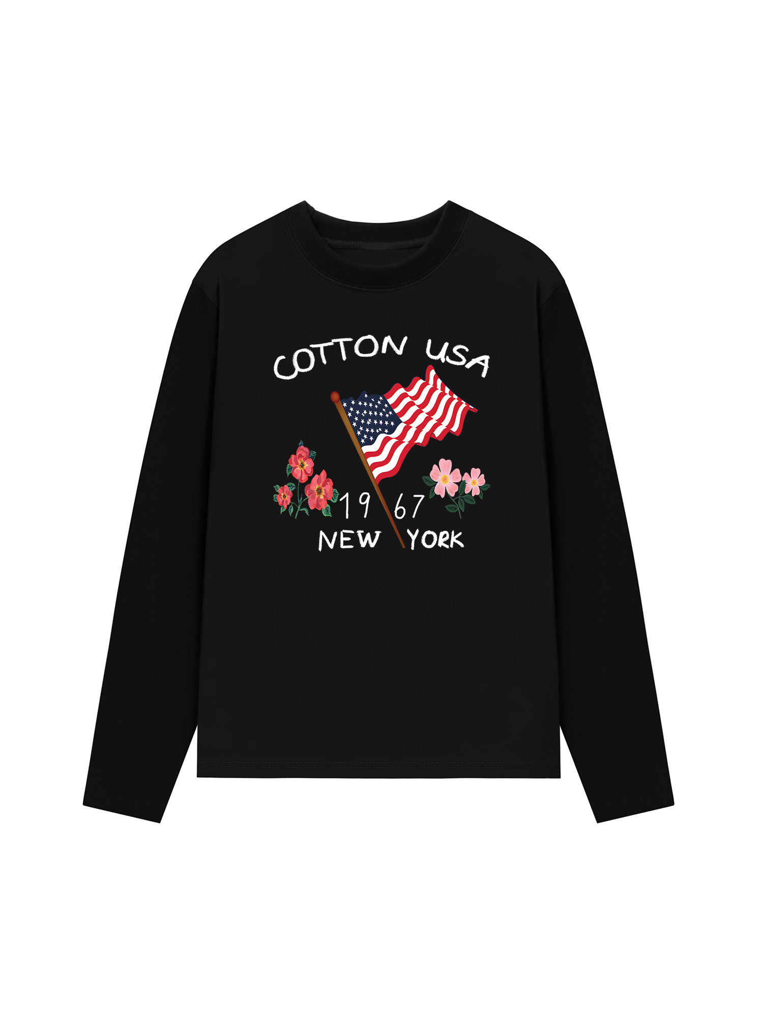 Áo Thun Dài Tay USA Floral Cotton Usa